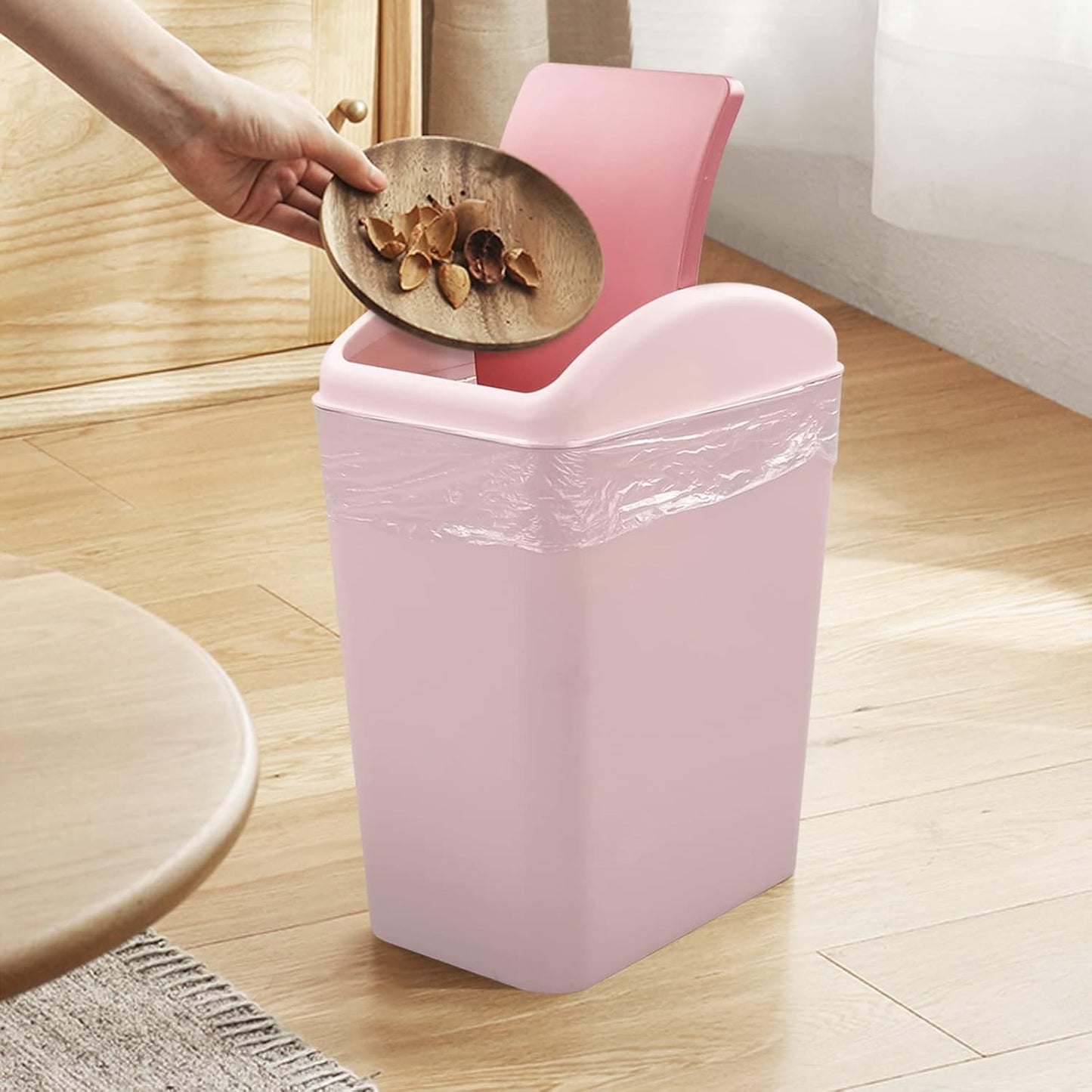4.5 Gallon Pink Plastic Waste Can, Kitchen Garbage Can with Swing Lid, 1 Pack