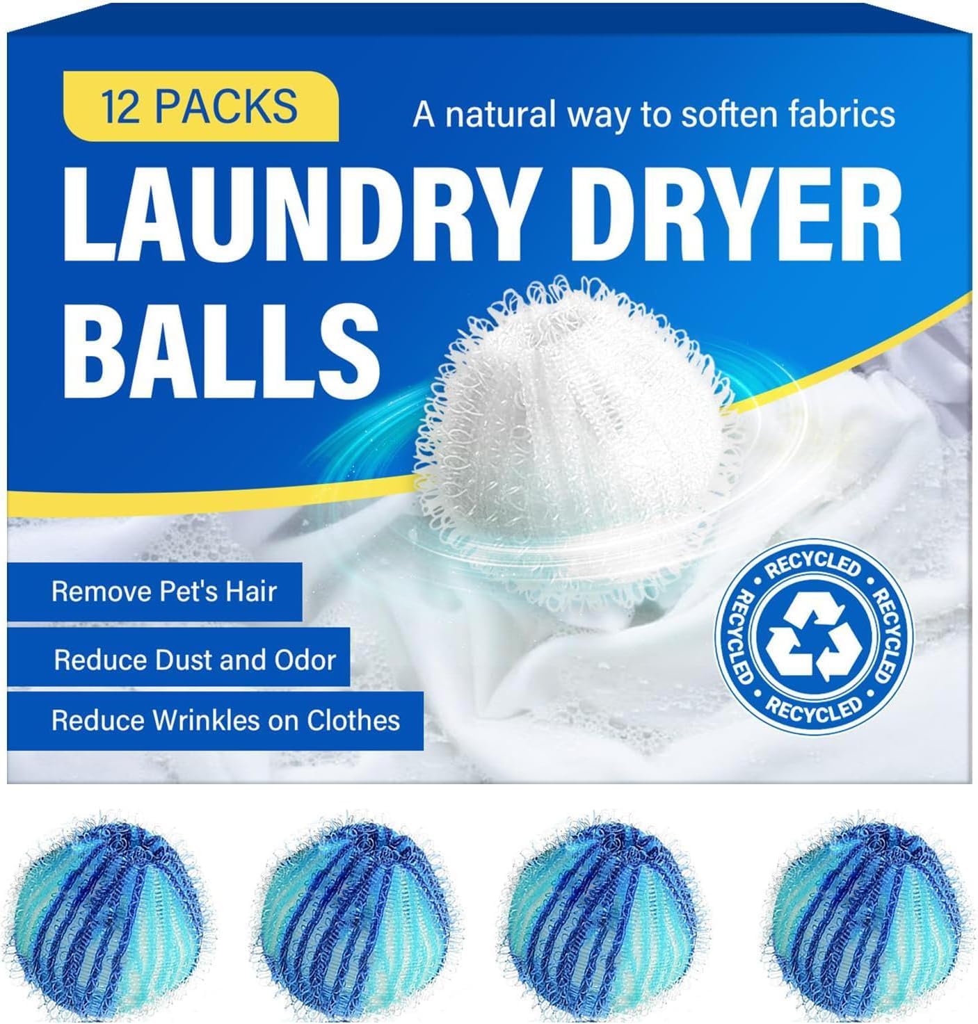 Pet Hair Remover for Laundry, Reusable Lint Traps for Washing Machine Hose, Effective Washing Balls for Pet Fur Remover 12Pcs