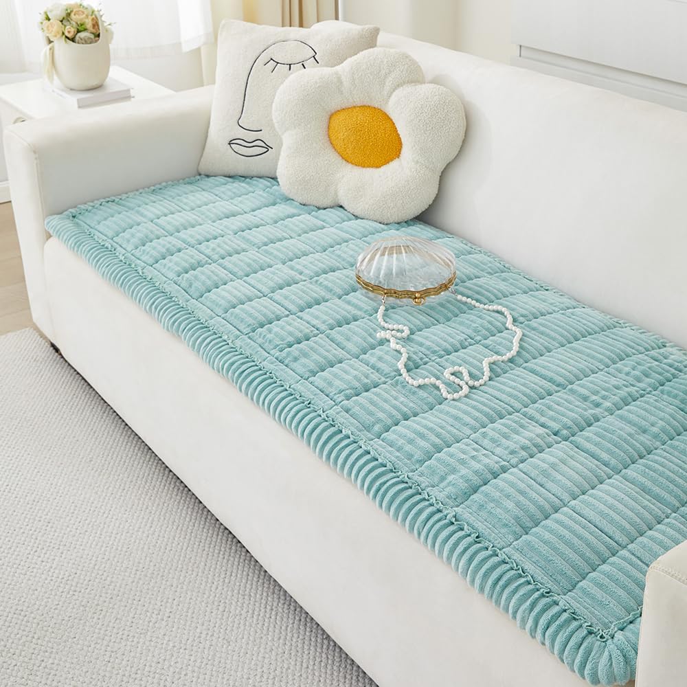 Couch Cover for Dogs Washable, Fuzzy Pet Couch Covers for 3 Cushion Sofa Pet Friendly, Non Slip Sofa Cover (Blue, 27.6" x 59"/70 x 150cm)