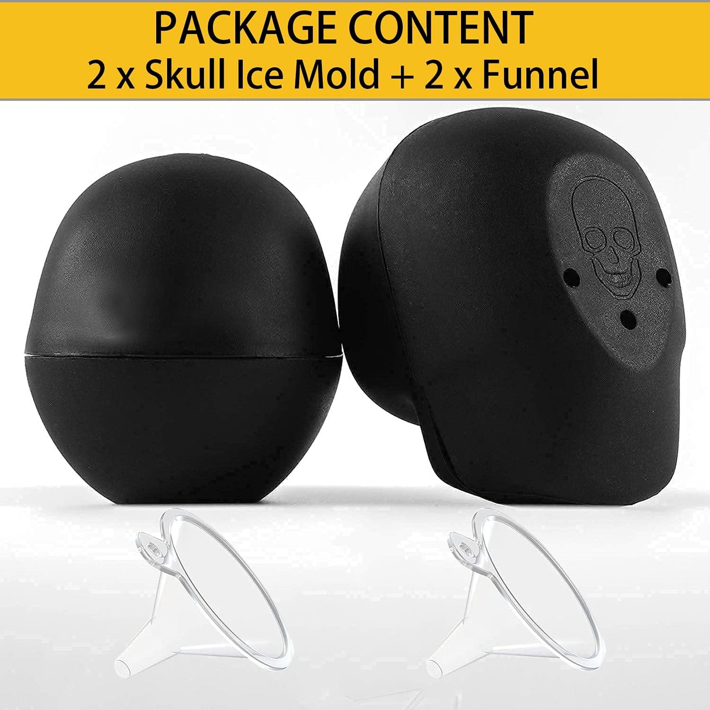 JETKONG 2 Pack Large Skull Ice Mold Silicone Ice Cube Tray 3D Skull Maker for Whiskey, Cocktails, Juice, Chocolate and Cakelet