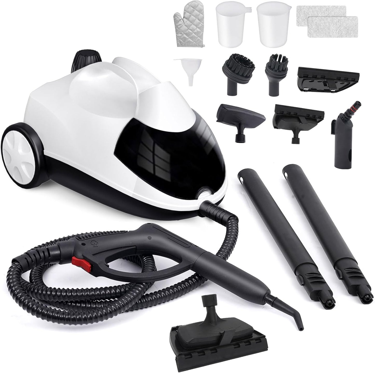 Steam Cleaner 1.5L Steamer for Cleaning Fast Heating 6-in-1 Multi-Surface with 8 Accessories UL499 Certified Portable High Pressure Steam Cleaner for Home, Car, Floors, Sofas, Tiles, Grout