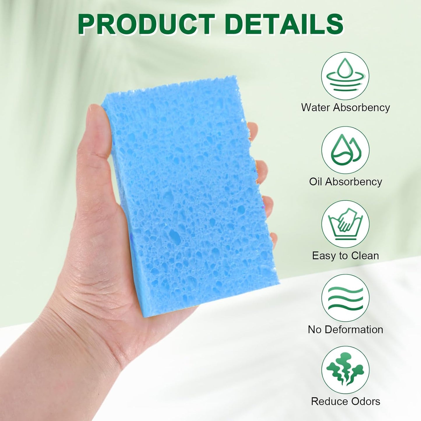 12-Pack Kitchen Sponges, Condense Eco Cellulose Non-Scratch Scrub Heavy Sponge for Kitchen/Household/Bathroom, Clean Tough Messes Dish Scrubber [Blue]