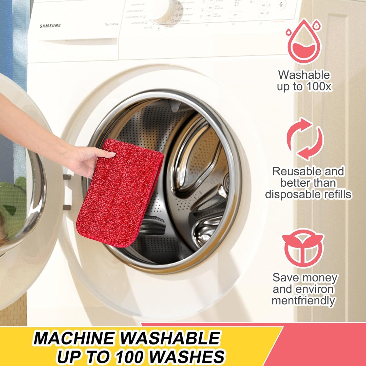 8 Pack 16.5 inch Reusable Mop Pads Microfiber Spray Mop Replacement Heads for Wet/Dry Mops Compatible with Bona Floor Care System