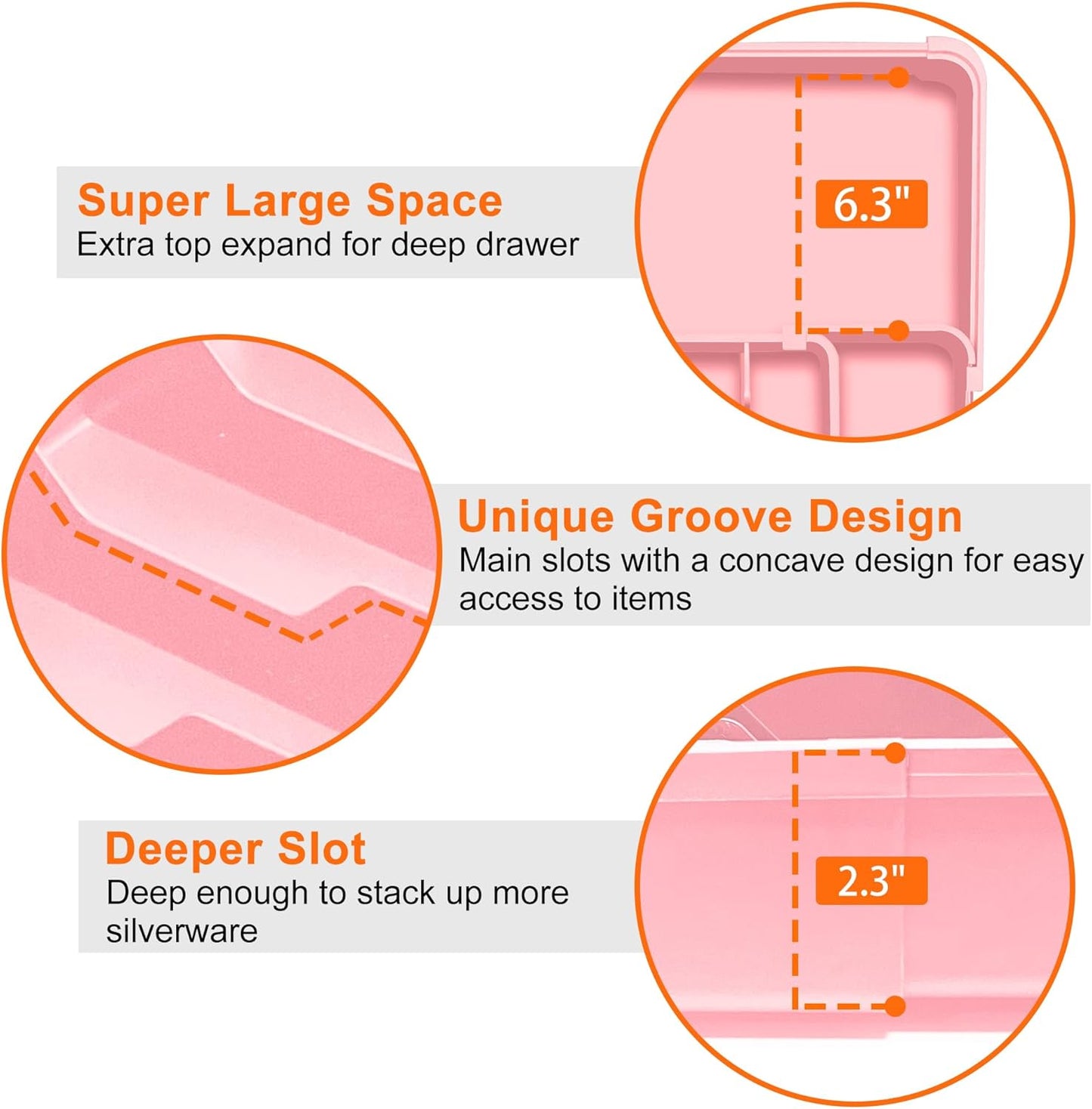 Silverware Organizer Expandable Silverware Drawer Organizer Adjustable Drawer Organizer, Flatware Cutlery Tray for Spoons Forks Knives Kitchen Organizers Storage,Pink