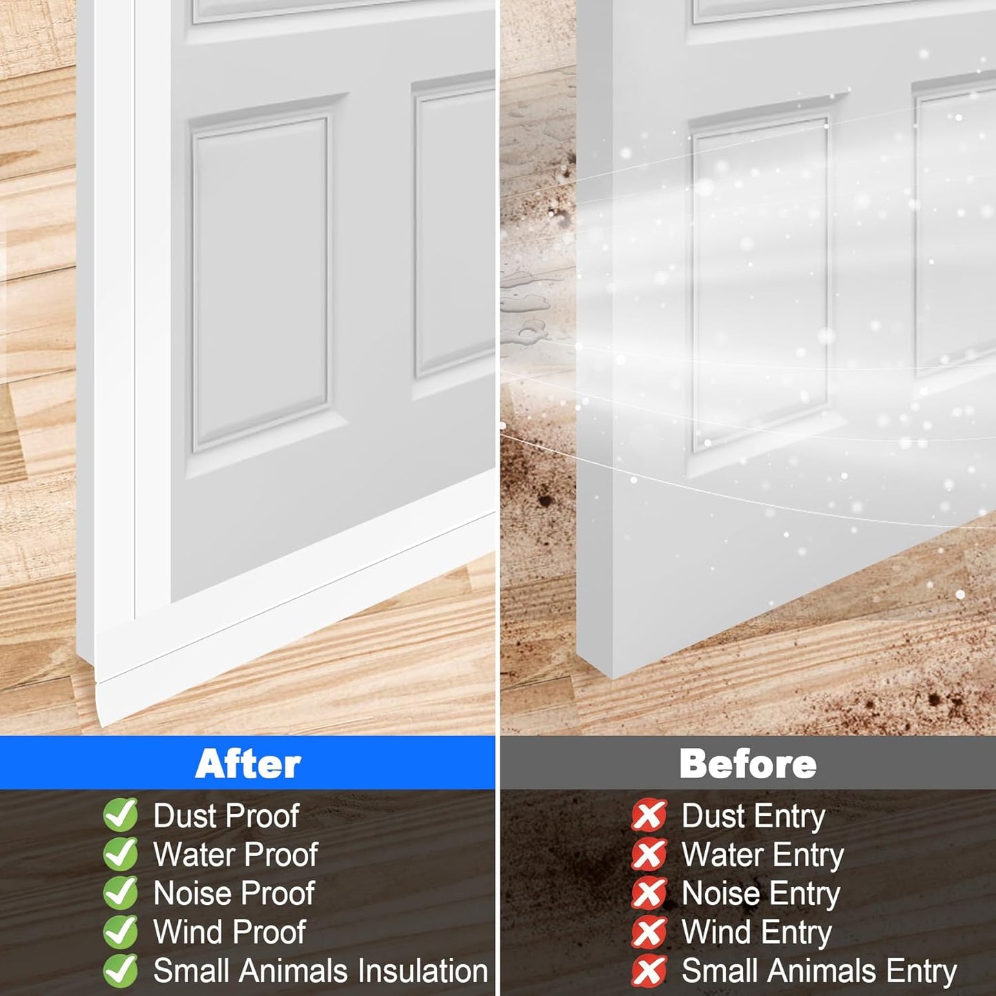 ToLanbbt Weather Stripping Silicone Door Seal Strip 1 in x 20 ft Door Draft Stopper Self Adhesive Door Draft Tape, Side & Bottom Gaps Insulation Strip for Glass Shower Door Sliding Door Window, White