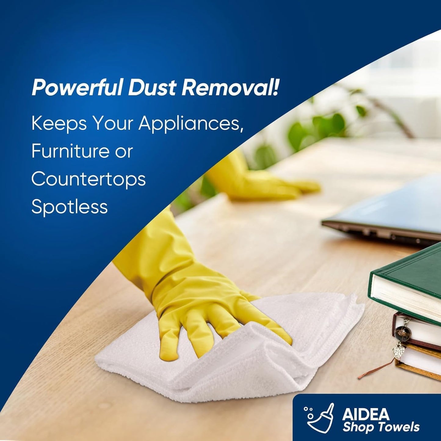 AIDEA Microfiber Cleaning Cloth White-100PK, Absorbent Cleaning Rags, Commercial Shop Rags Lint-Free, Scratch-Free, White Microfiber Towels for Cars, Kitchen Towels White 11.5 in.x 11.5 in.