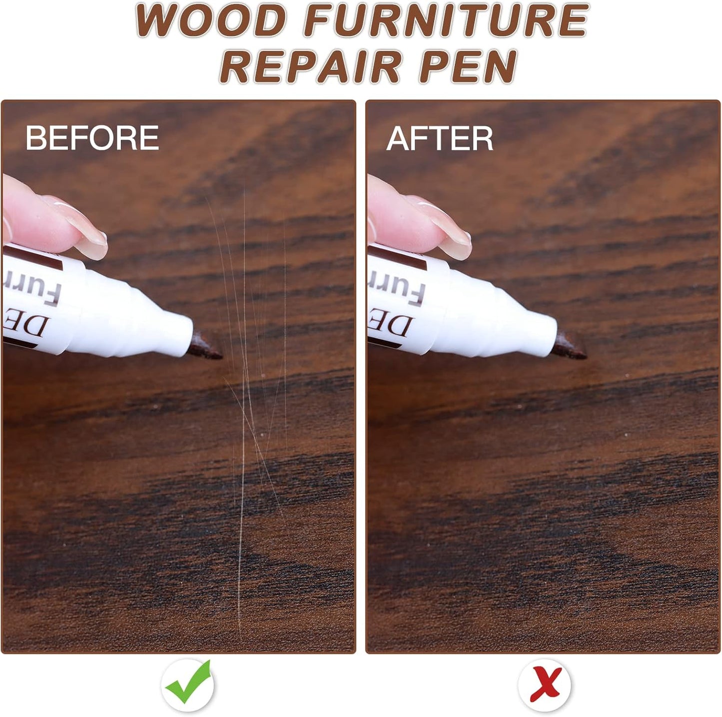 New Upgrade Furniture Pens for Touch Up, 12 Colors Wood Scratch Repair Markers, Professional Repair Tools for Stains, Scratches, Wood Floors, Tables, Bedposts