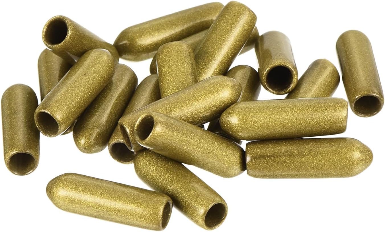 uxcell 20pcs Rubber End Caps 4mm ID Vinyl Round Tube Bolt Cap Cover Thread Protectors Gold