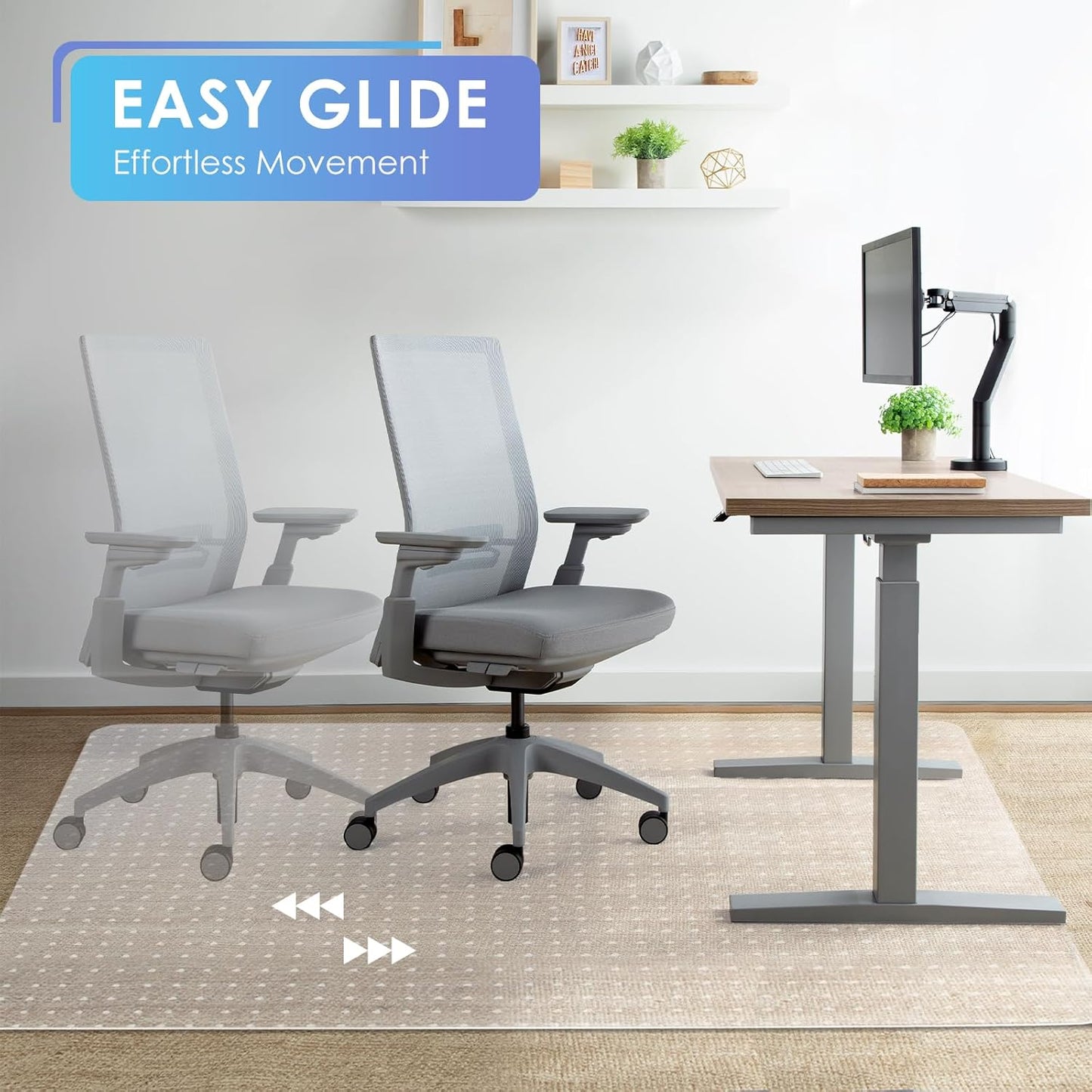 Vicwe Large Office Chair Mat for Carpeted Floors，60"X48" Rectangle Desk Chair Mats with Studs for Low and No Pile Carpeted Floors, Easy Glide Computer Desk Chair Mat for Home & Offices