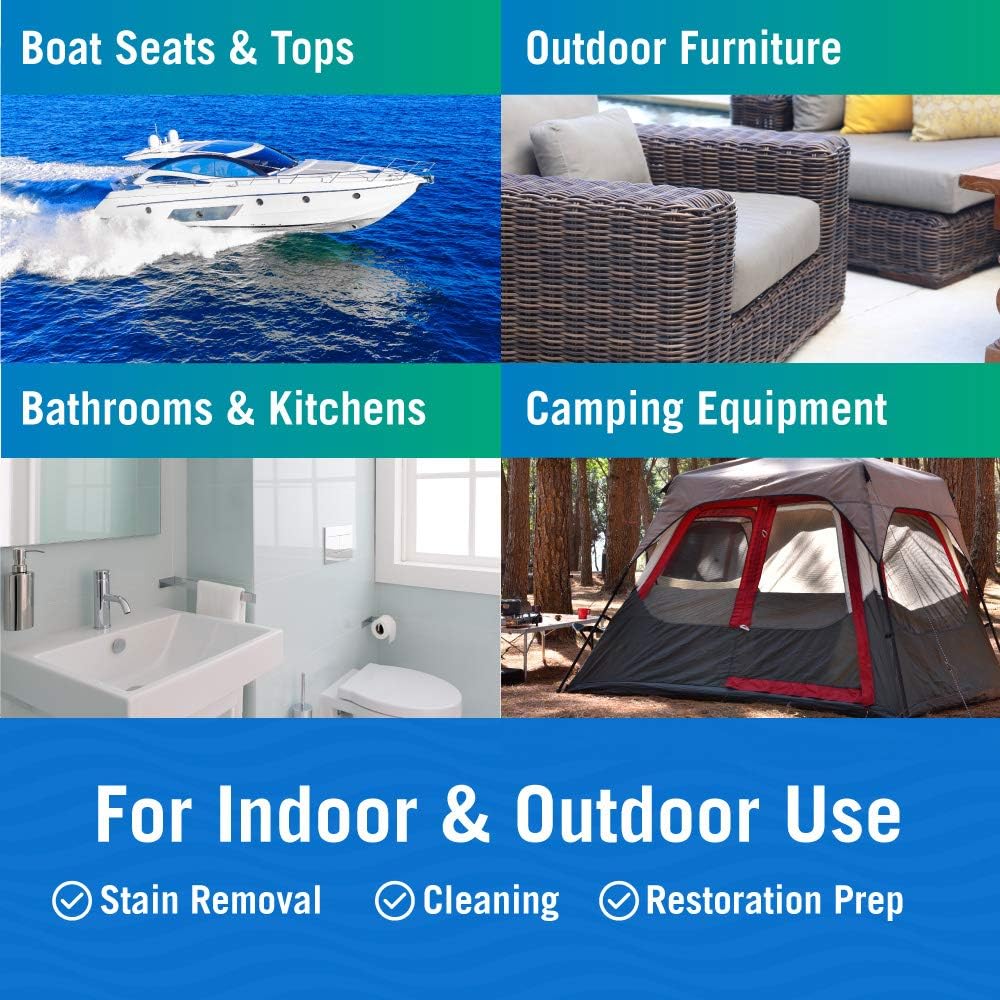 Stain Remover Cleaner, 1 Gallon, for Boat Seats, Fabric, Canvas, Carpet, and Vinyl, Removes Stains from Boats, RVs, Cars, Bathrooms, Shower Walls, Patio Furniture, and Pillows, Spray Formula