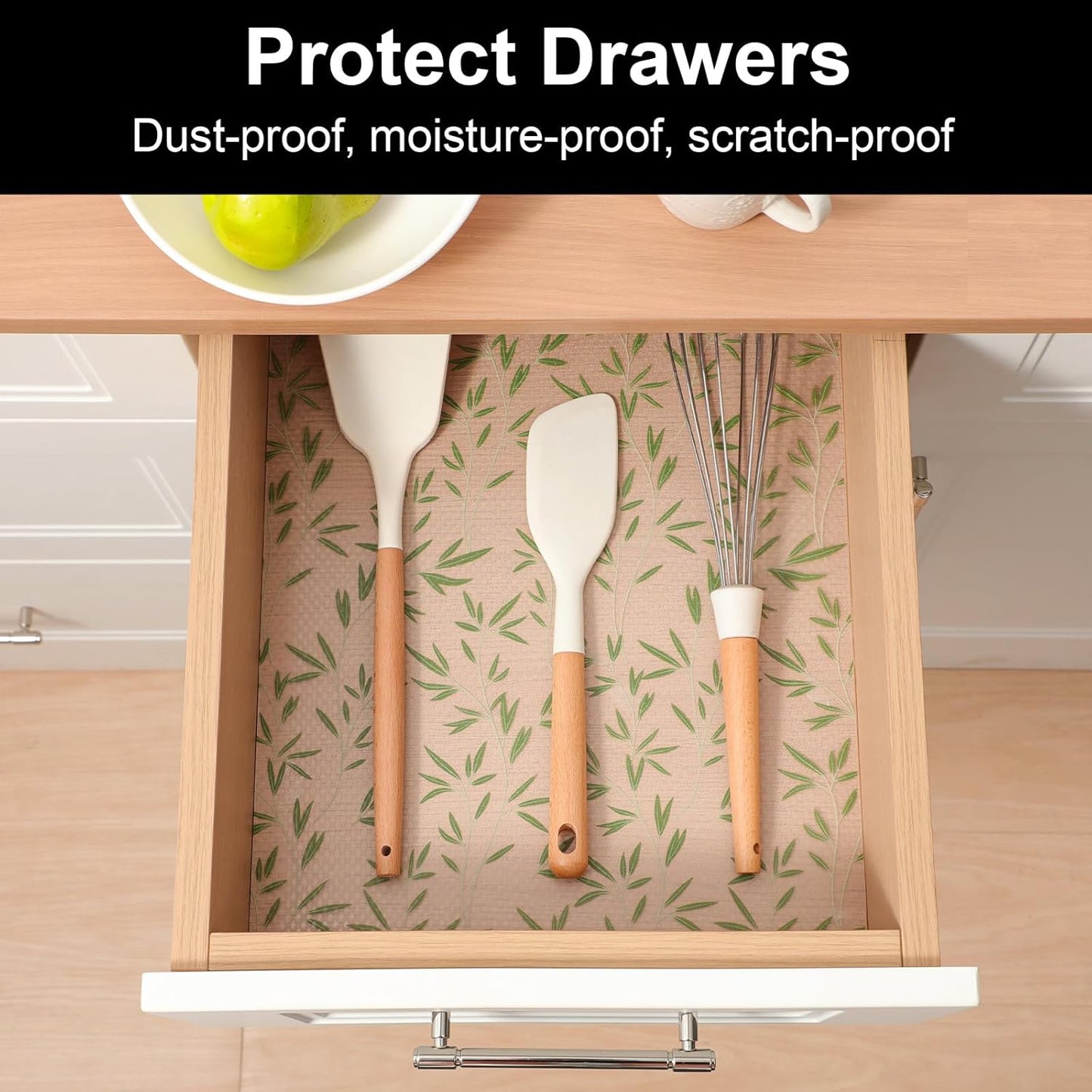 Cooyes Shelf Liner Drawer Liners, Shelf Liners for Kitchen Cabinets, Non-Adhesive Cabinet Liner, EVA Waterproof Non-Slip Refrigerator Liners for Kitchen Drawers