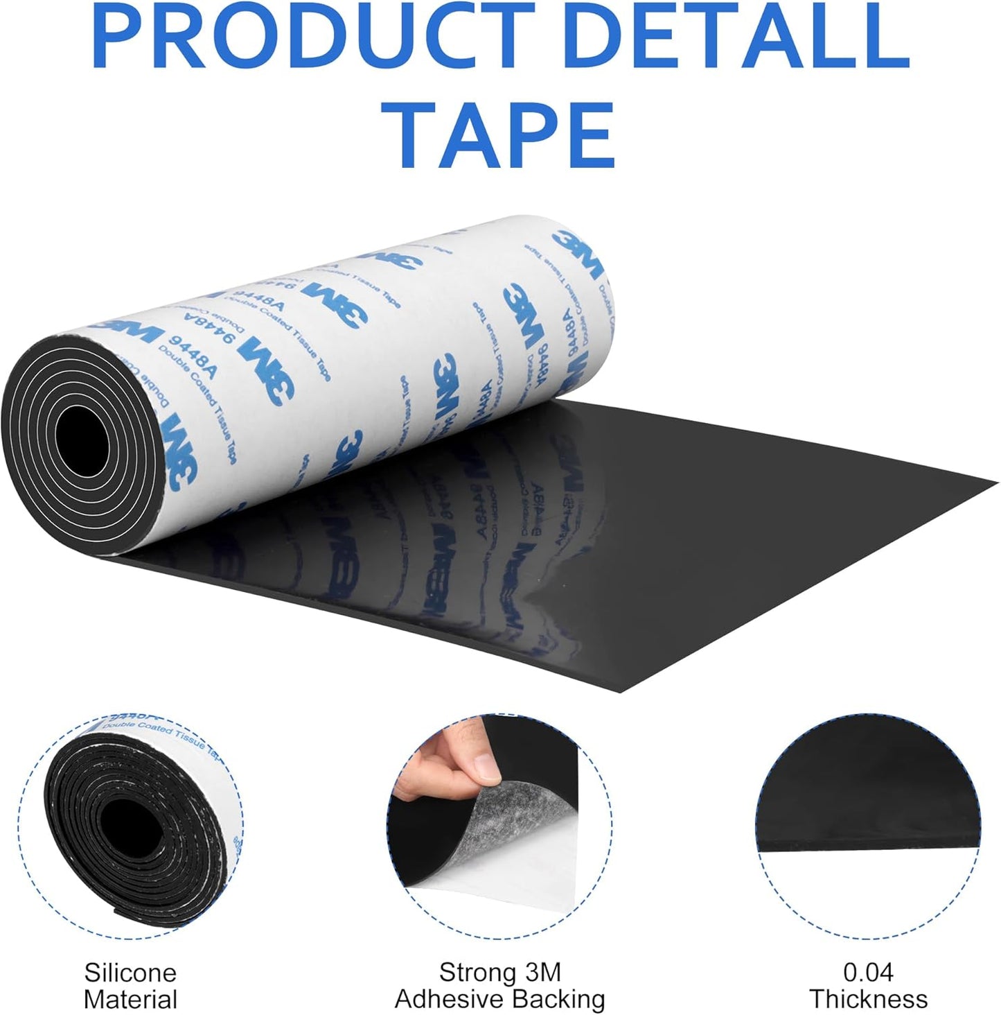 Silicone Furniture Pads, 5" x 120" Non Slip Furniture Pads Anti Skid Pads Non Slip Self Adhesive Cuttable Silicone Tape Strip Roll for Protecting Hardwood Floors Chair Wall Protector - Black