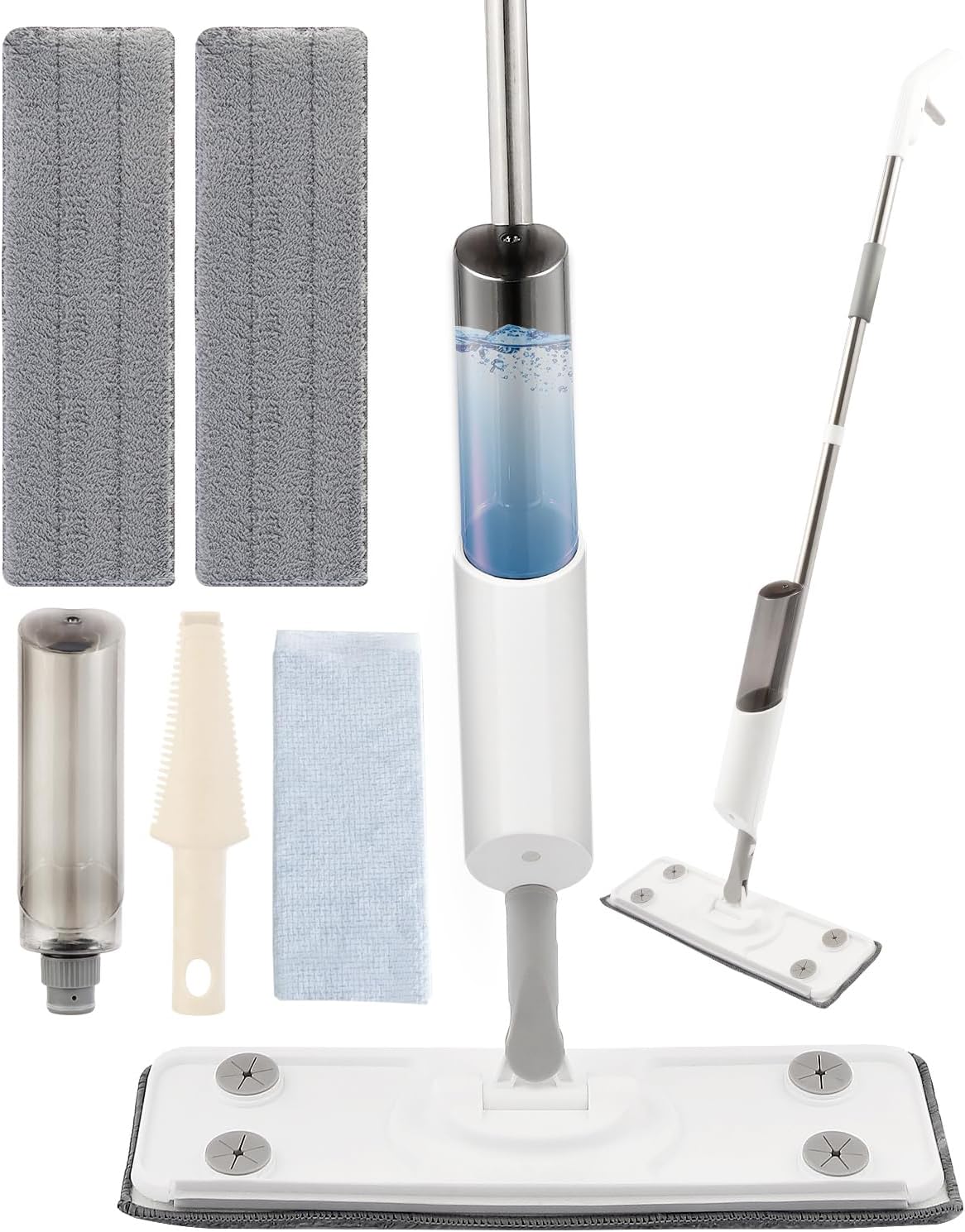 Spray Mop for Floor Cleaning Refillable Bottle with 2 Washable Reusable Microfiber Pads,Mop for Wooden,Bamboo, and Cement Floors Suitable for Both Household(with Rags)