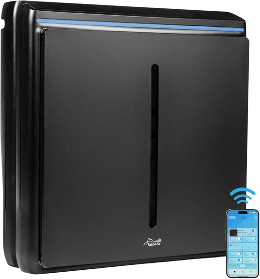 Rabbit Air, A3 SPA-1000N Air Purifiers for Home, Ultra Quiet HEPA Air Purifier- Wall Mountable Air Purifiers for Home Large Room, Allergies, Dust, Mold, Smoke & VOCs(Black, Asthma & Allergy Friendly)