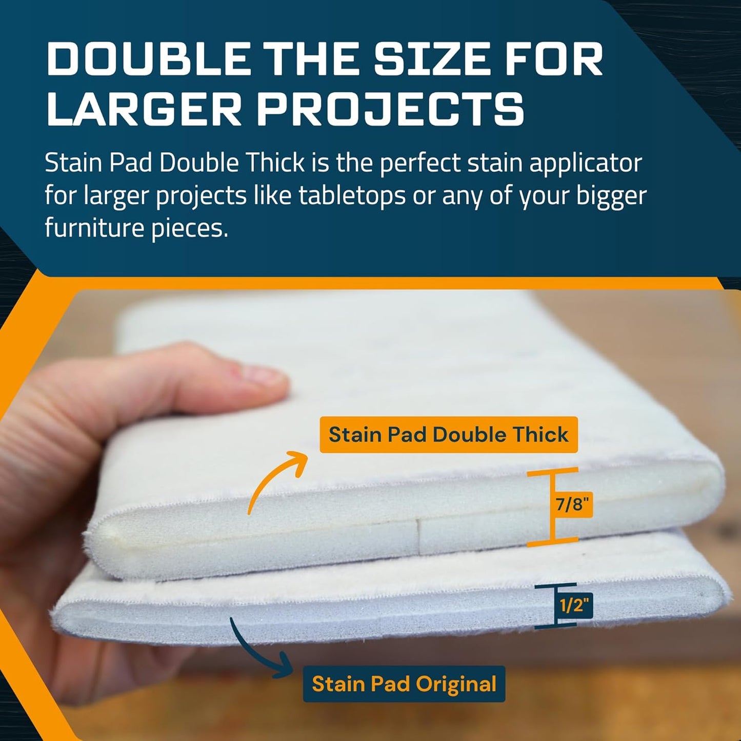 MāKRS Double Thick Stain Pad, Cut-to-Size Staining Pads, 1-Pack, Lint, Snag, Streak-Free Applicator, Micro Brush Material, Wood Stains and Oil Based Finishes, Easy to Use with Consistent Application