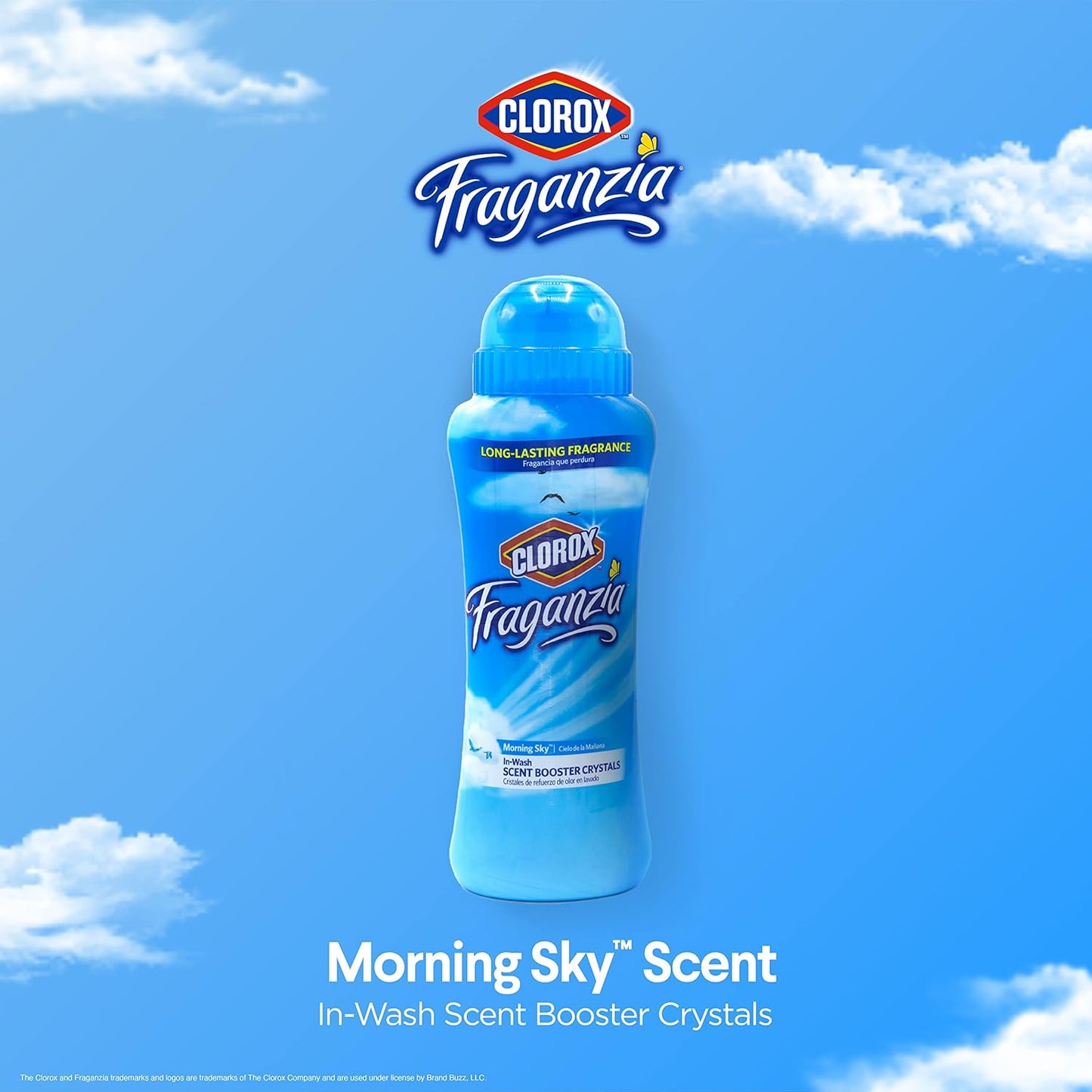 Clorox Fraganzia Laundry Scent Booster Crystals in Morning Sky Scent - Scented In-Wash Freshener Beads for Fresh, Clean, Great Smelling Clothes and Linens, 18 Oz - 2 Pack