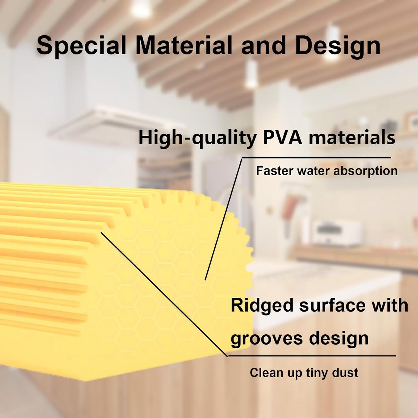 6-Pack Damp Clean Duster Sponge,Magic Sponge Eraser for Housekeeping,Reusable Cleaning Sponge for Blinds,Vents,Mirrors,Glass, Baseboards,Window Track Grooves and Railings (Yellow)