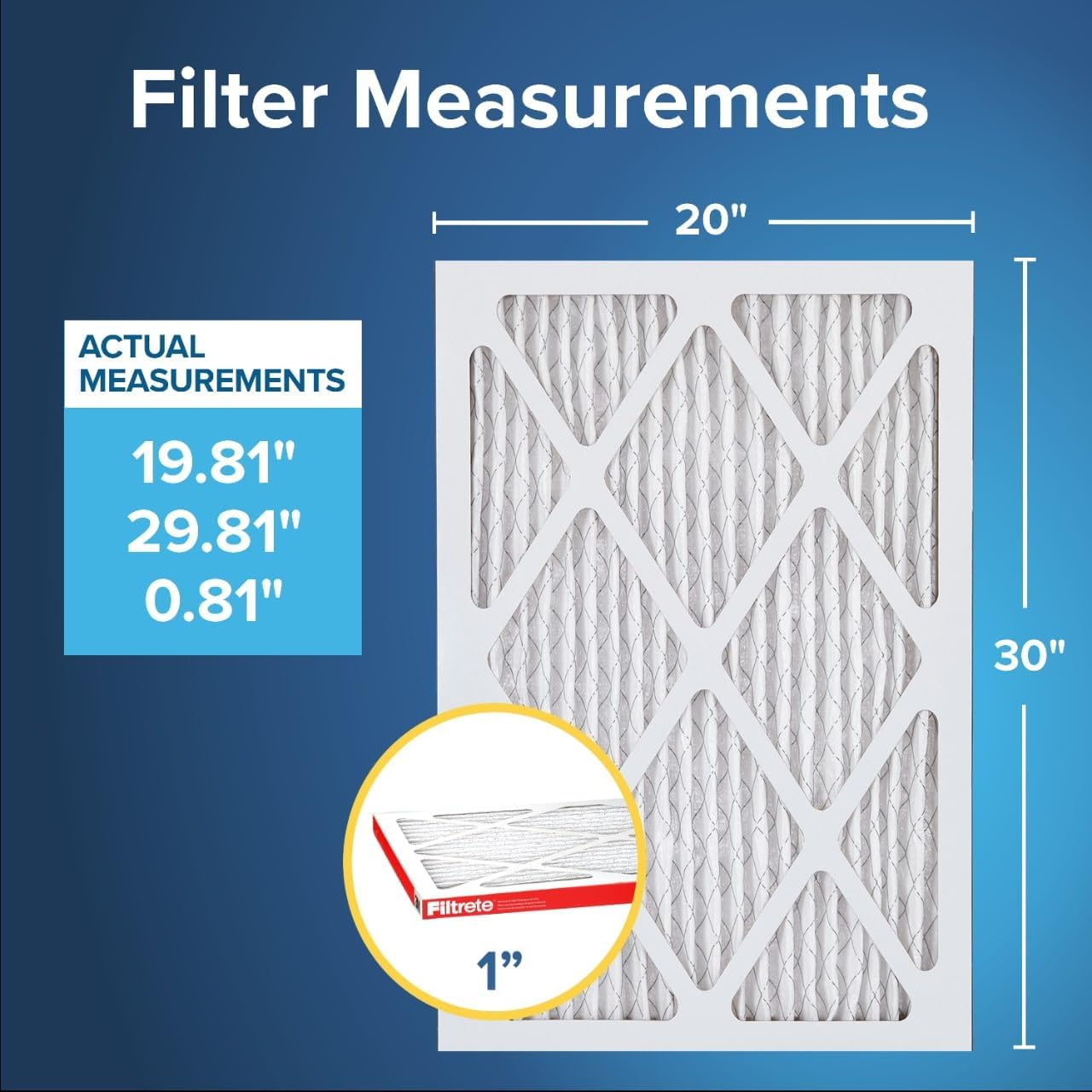 Filtrete 20x30x1 AC Furnace Air Filter, MERV 11, MPR 1000, Micro Allergen Defense, 3-Month Pleated 1-Inch Electrostatic Air Cleaning Filter, 6 Pack (Actual Size 19.81 x 29.81 x 0.81 in)