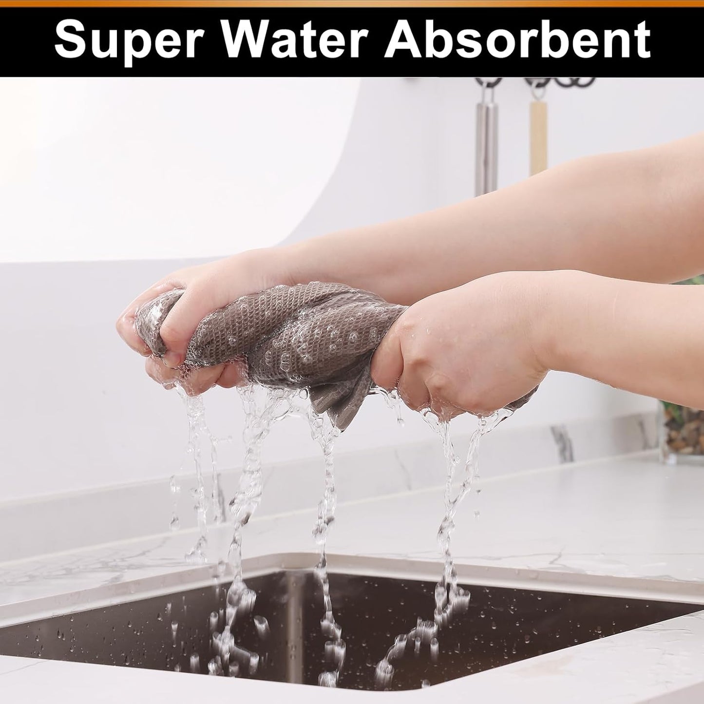 Homaxy 100% Cotton Waffle Weave Kitchen Towels - 4 Pack Soft and Absorbent Dish Towels - 16 x 26 Inches Quick Dry Hand Towels - Brown