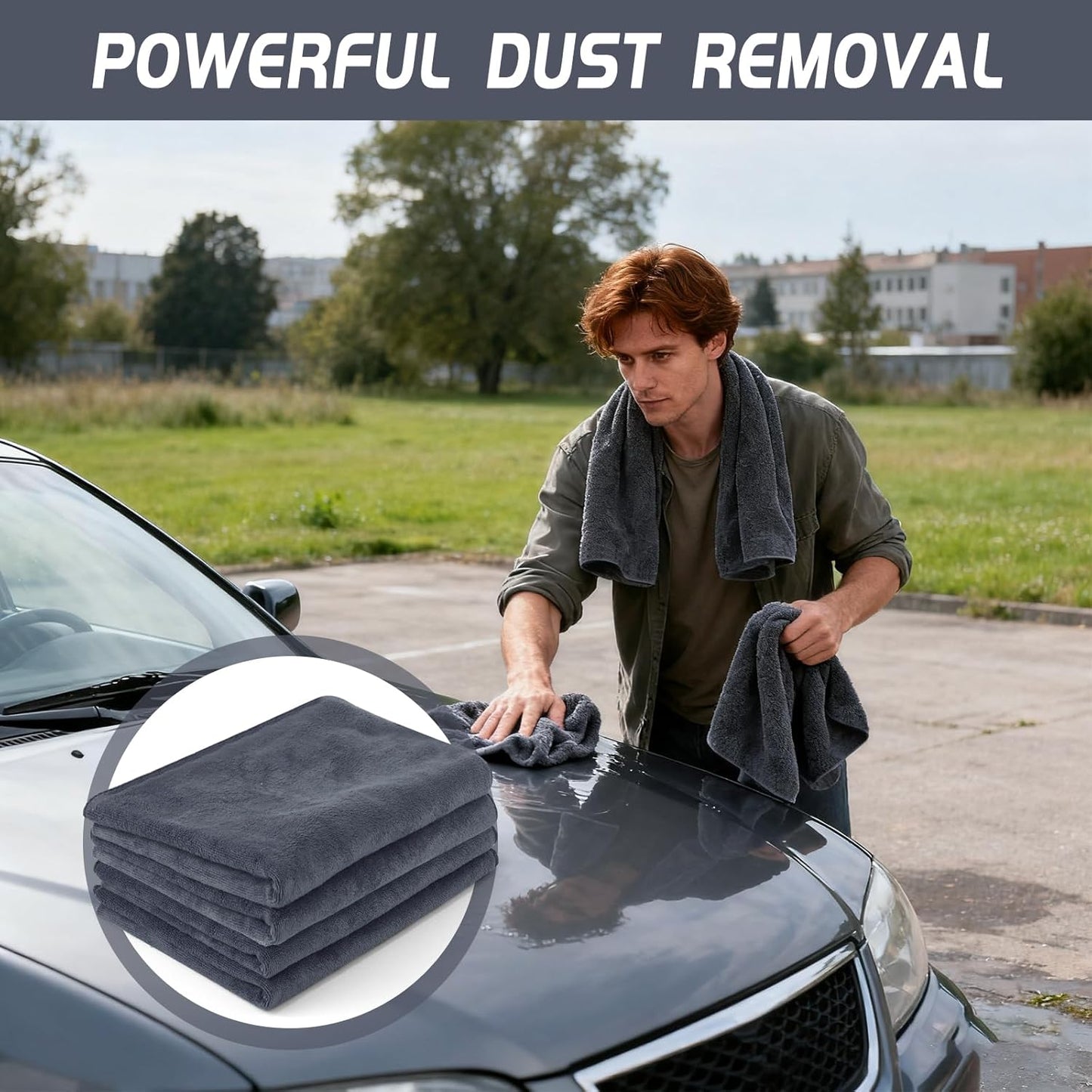 4 Pack Extra Large Microfiber Cleaning Cloths 20"x30", Lint-Free Reusable Towels for Home, Glass, Windows, Office, Kitchen, Bathroom – Gray