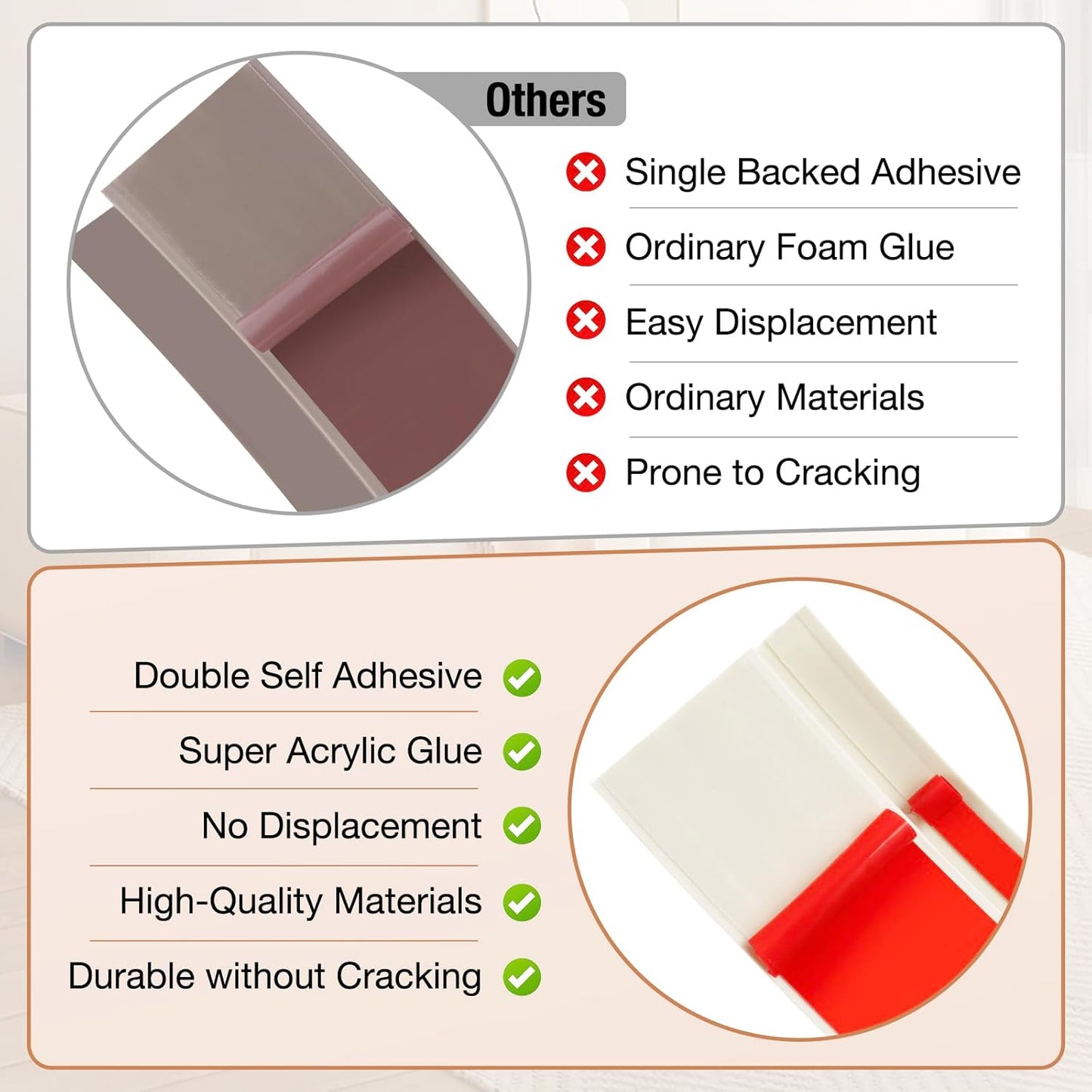 Floor Transition Strip Self Adhesive Vinyl Door Threshold for Doorways Carpet Edging Trim Overlap Edge Reducer for Laminate Floor, Carpet, Tile (Beige Wood Grain, 2/5" to 3/5", 10Ft)