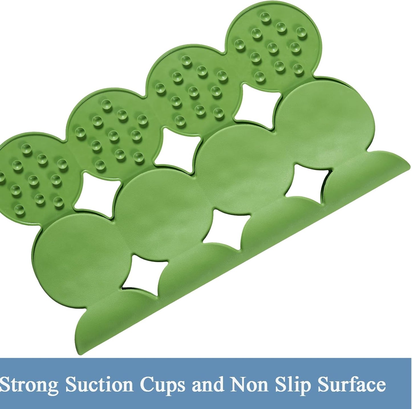 Square Shower Mat Nonslip - Rubber Bathtub Mat with Suction Cups for Inside Shower Bathroom Floor (Green, 21X21)