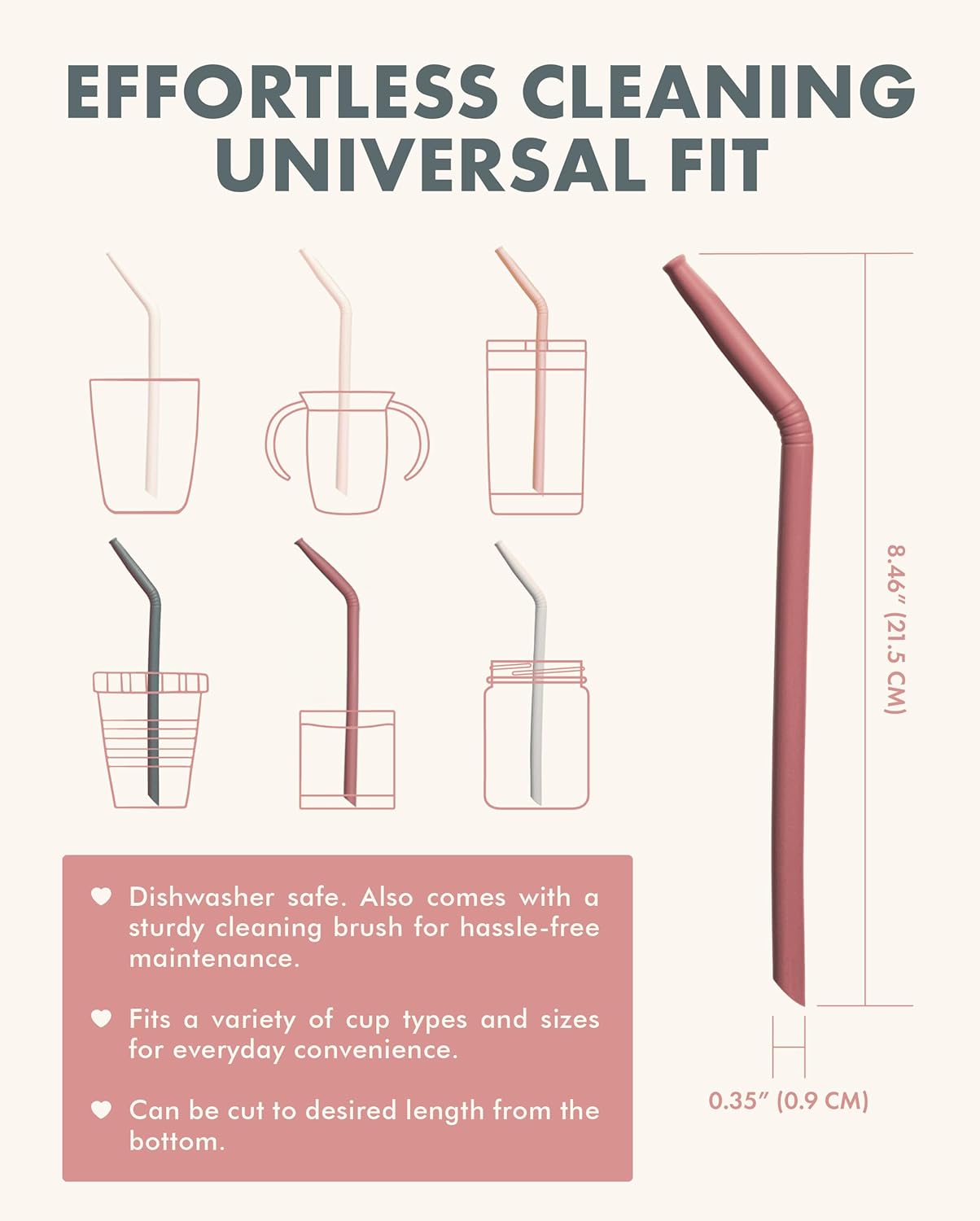 Nightingale Reusable Silicone Straws - Bendy Drinking Straw with Cleaning Brush - Collapsible and Bendable Travel Straw for Kids - Dishwasher Safe, Food-Safe - Set of 6 (Oak Multi)