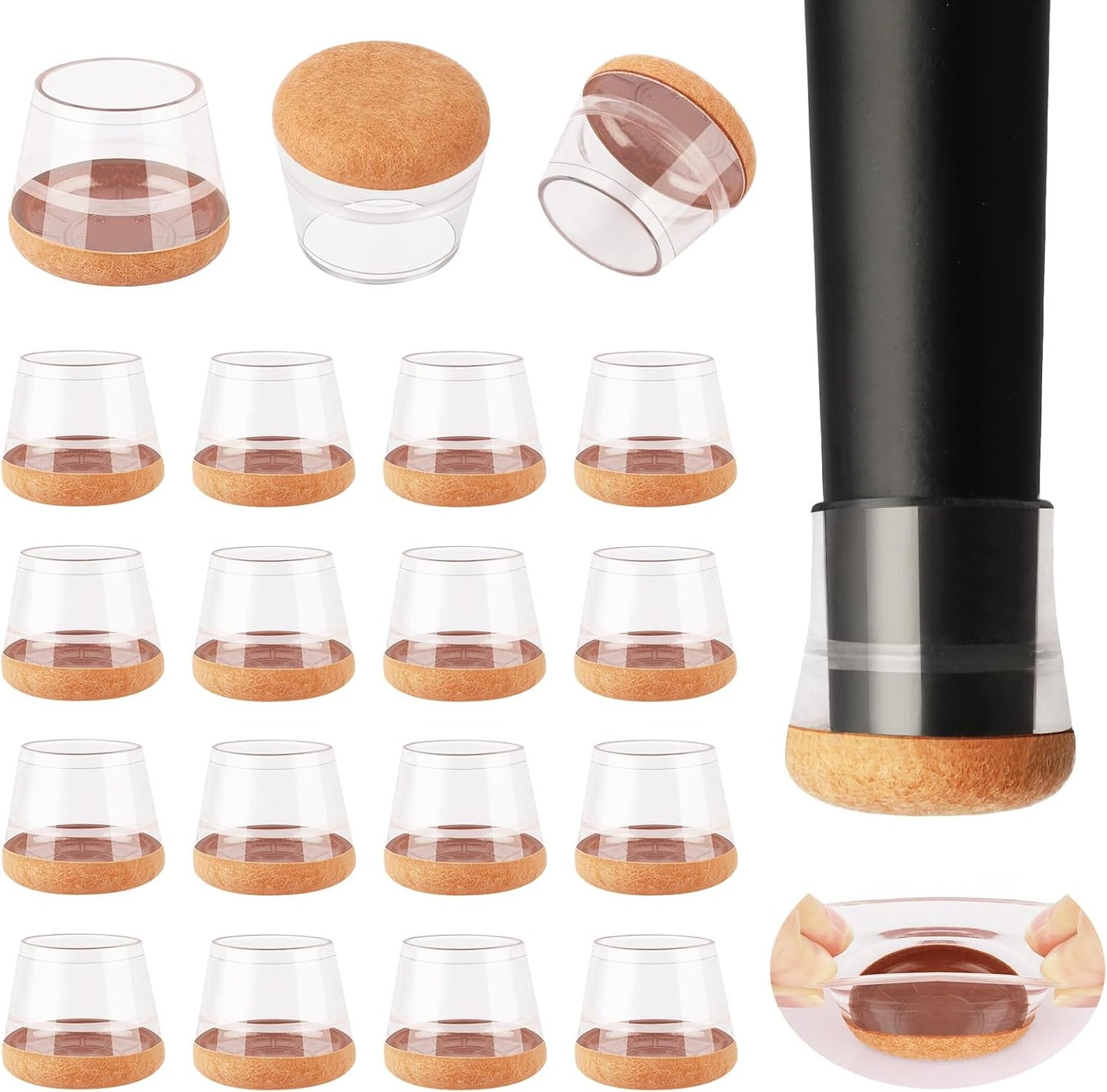 32 Pcs New Chair Leg Floor Protectors, Silicone Chair Leg Protectors for Hardwood Floors, Chair Leg Caps, Chair Leg Covers Protect Wooden Floors from Scratching, Thick, Won't Tear