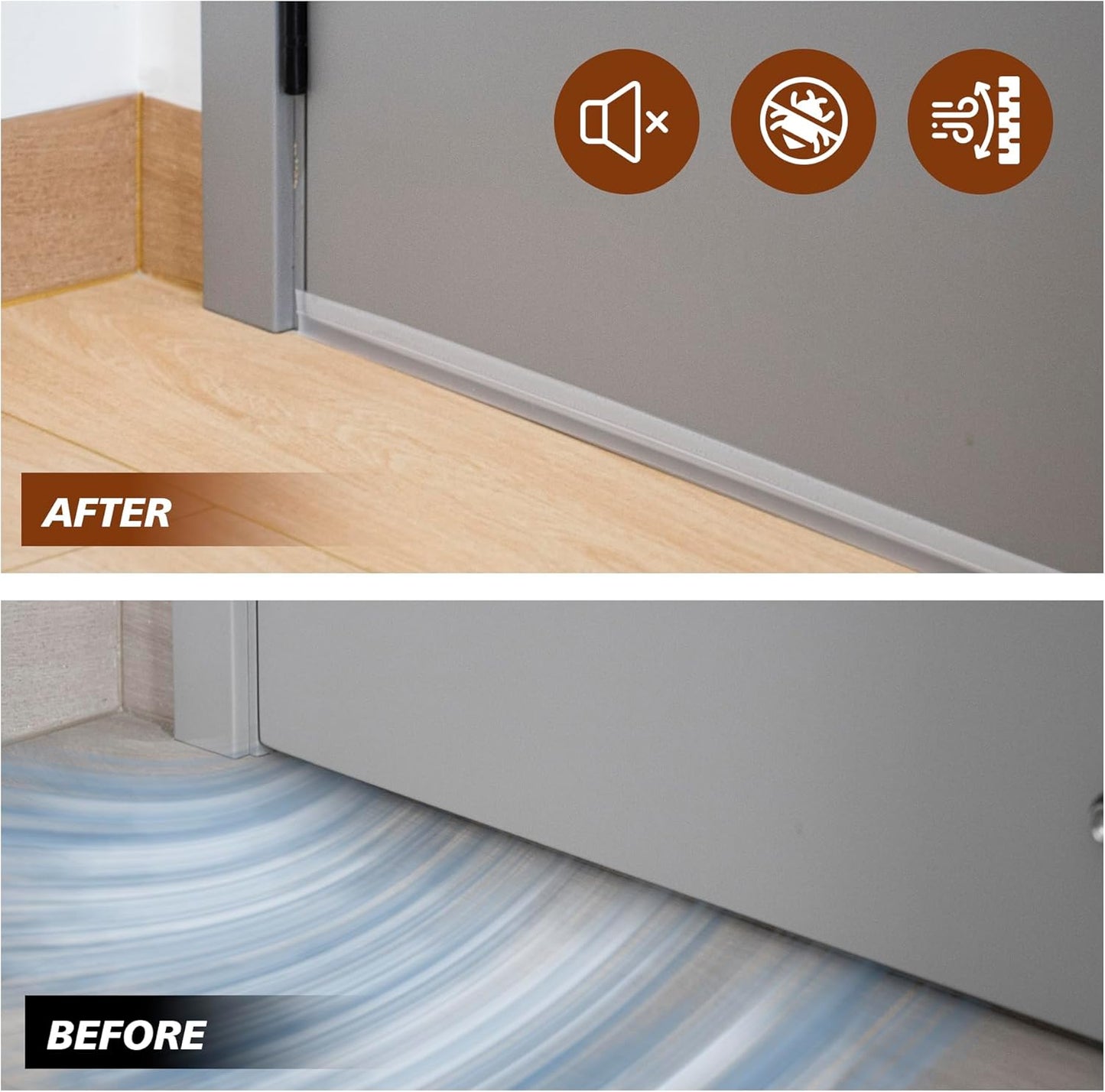 RECAPS 25mm 16.4 Feet Silicone Weather Stripping Door Seal, Transparent Under Door Gap Filler for Draft Stopper Adhesive Doors Windows and Shower Glass Gaps