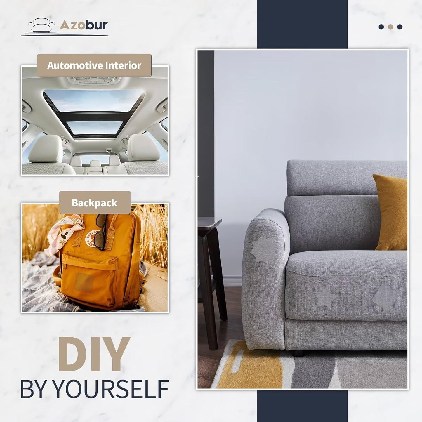 Azobur Velvet Patch,Self-Adhesive Rectangular Flannel Fabric Patch,Multicolor Available Anti Scratch Velvet 8X11 Inch Peel and Stick for Sofas, Automotive Interior, Handbags,and Pillow (Light Grey)