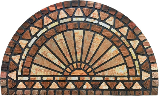 CHICHIC Welcome Door Mat 18 x 30 Inch Front Doormat Outdoors for Home Entrance Outdoors Mat for Outside Entry Way Doormat Entry Rugs, Heavy Duty Non Slip Rubber Back Low Profile, Orange Brown