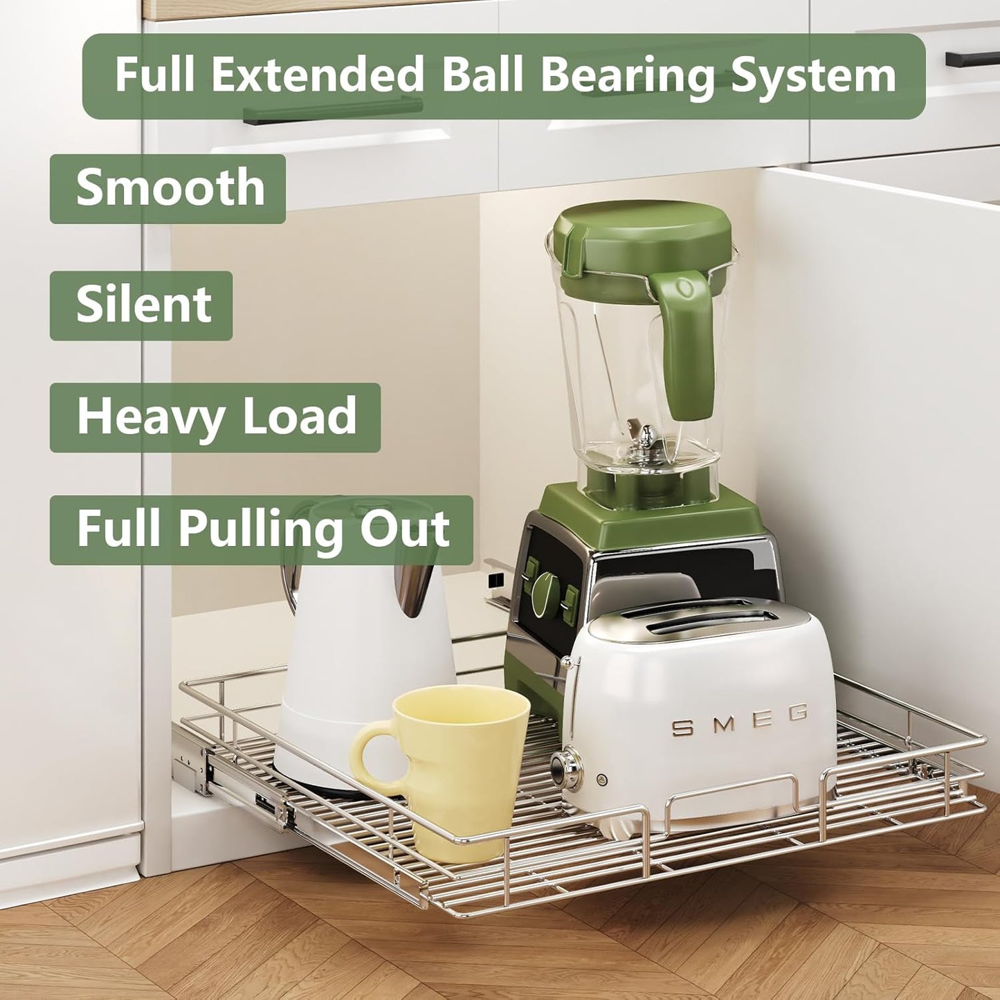 LOVMOR Pull Out Cabinet Organizer 31½" W x 21½" D, Kitchen Cabinet Pull Out Shelves Slide Out Storage