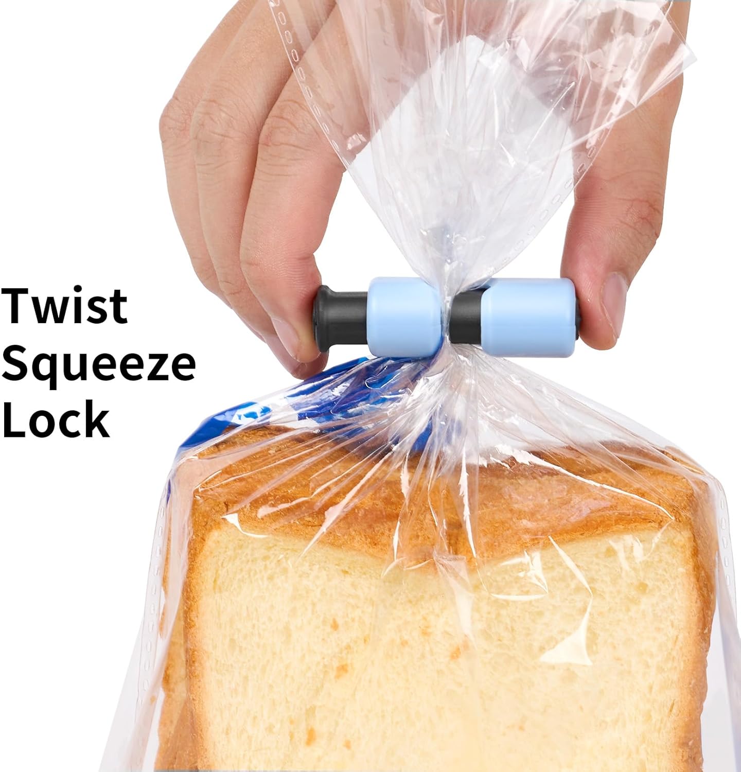 10 Pack Squeeze and Lock Bread Bag Clips, Bread Clips Resuable, Bag Clip for Food Storage, Sturdy Bread Cilp, Heavy Plastic, Handy Bags Cinch, Easy to Use with Bags Closures, 10 Colors