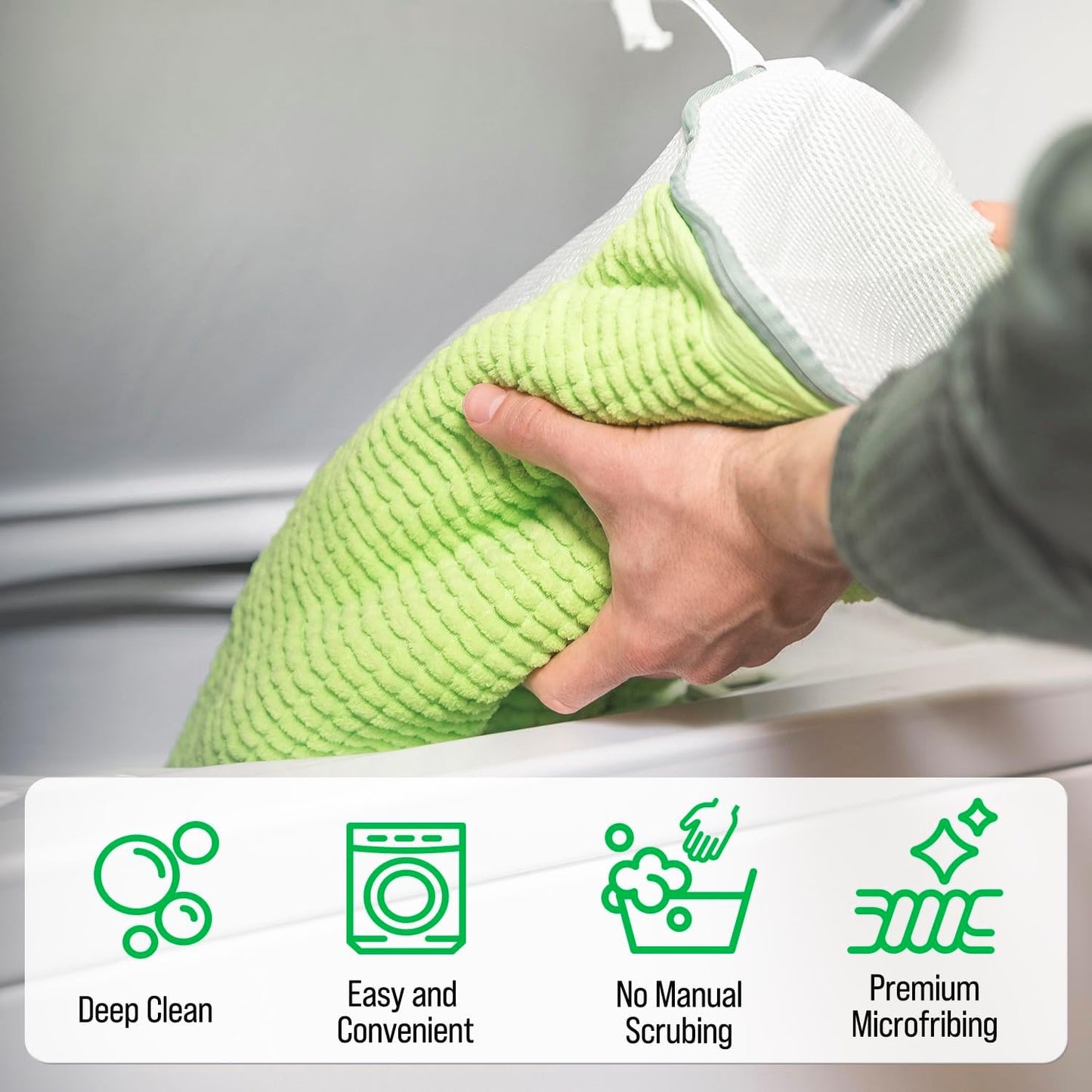 Rockin'Green Shoe Washing Machine Bag - 360° Deep Clean Shoe Washing Bag - Shoe Bag for Washing Machine with Cleaning Fibers - Reusable Sneaker Washing Machine Bag with Zipper (2 Pieces)