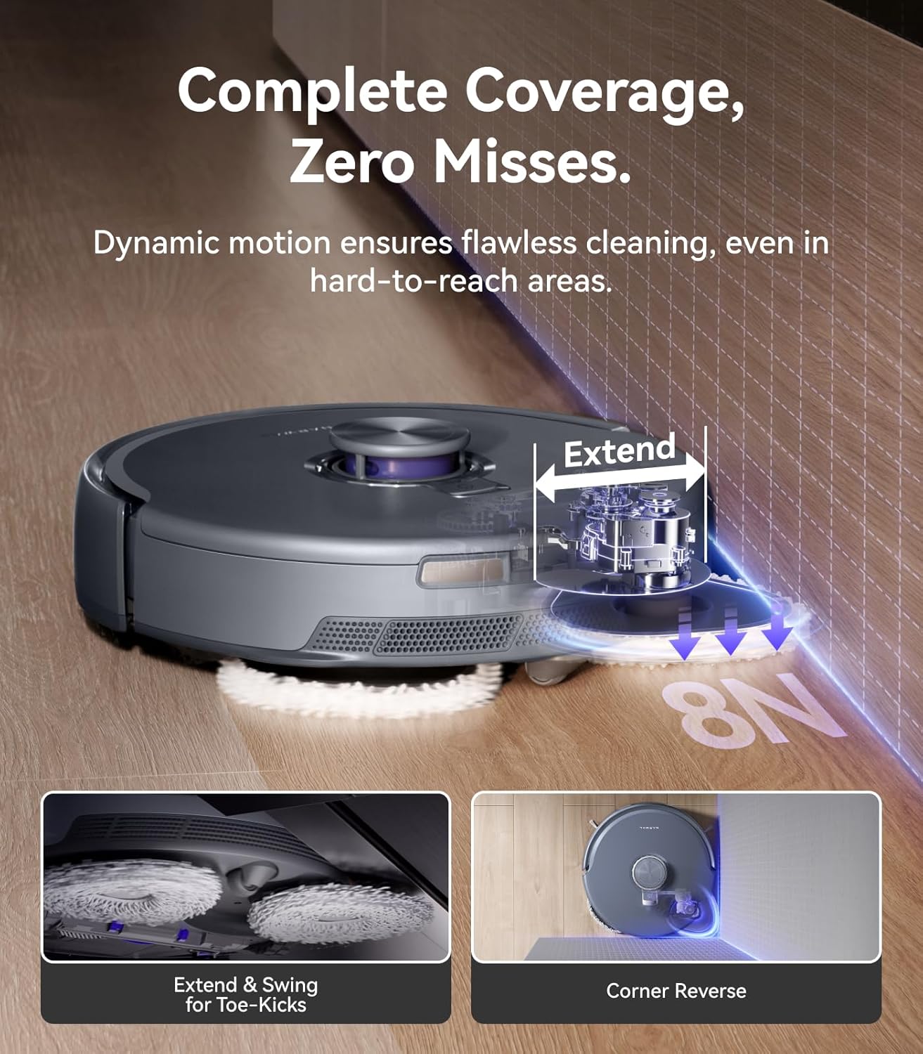 NARWAL Freo Z10 Ultra Robot Vacuum and Mop Combo, Dual RGB Cameras and Chips, AI Avoidance, 8N Corner to Edge Deep Cleaning, Dry-Wet Separation, 18000Pa, Hot Water Wash & Self-Emptying, Gray