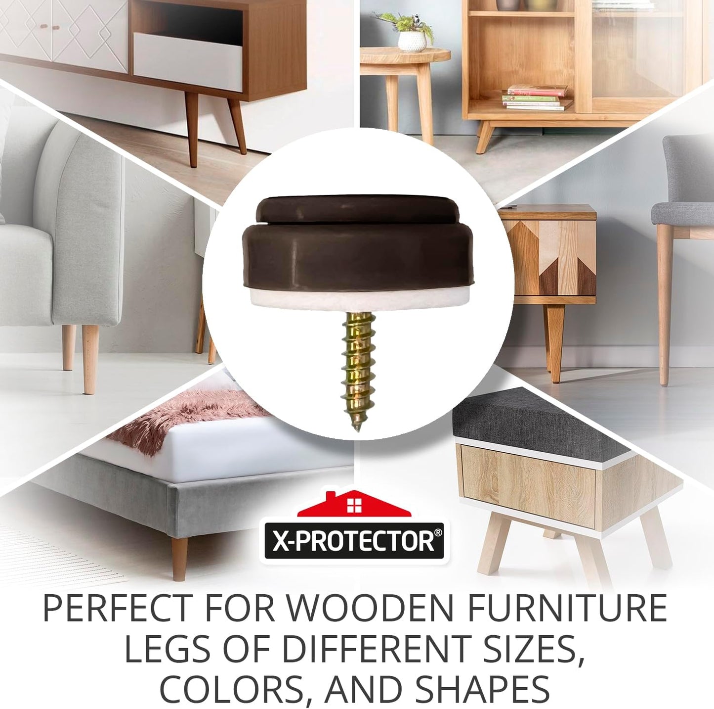 Chair Glides X-PROTECTOR – 16 PCS 1" Furniture Glides – Screw-On Chair Sliders – Premium Chair Leg Floor Protectors – Slide Furniture Effortlessly on All Floor Types with Small Furniture Sliders!