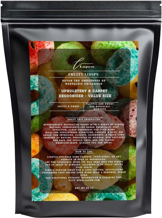 Fruity Loops Carpet Freshener Powder Refill 36 oz | Powerful Odor Eliminator for Home | Upholstery Deodorizer | Carpet Deodorizer | Pet Urine | Cat Litter Box