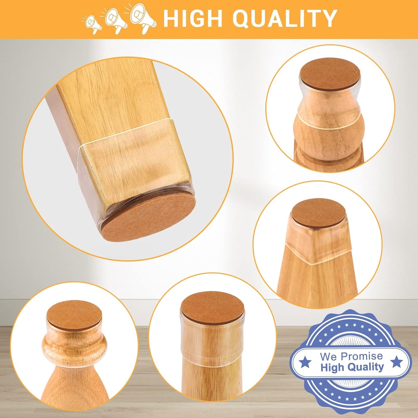 24 Pcs Extra Large Chair Leg Floor Protectors, Silicone Chair Leg Protectors for Hardwood Floors, High Elastic Floor Protectors for Chairs, Chair Leg Caps Protect Wooden Floors from Scratching