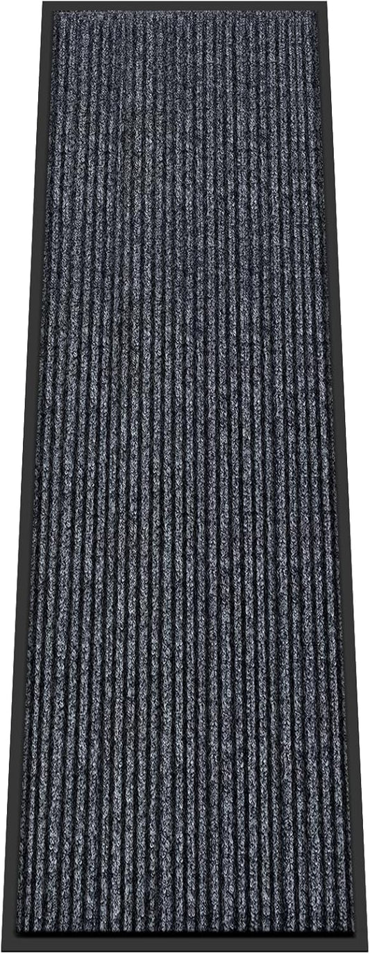 Kuyal Front Door Mat, 3'x10' Indoor Outdoor Entrance, Commercial Floor Inside Outside Entrance, Heavy Duty Durable Welcome Mat, Rubber Backing Non Slip Outdoor Mats for Entryway,Dark Gray