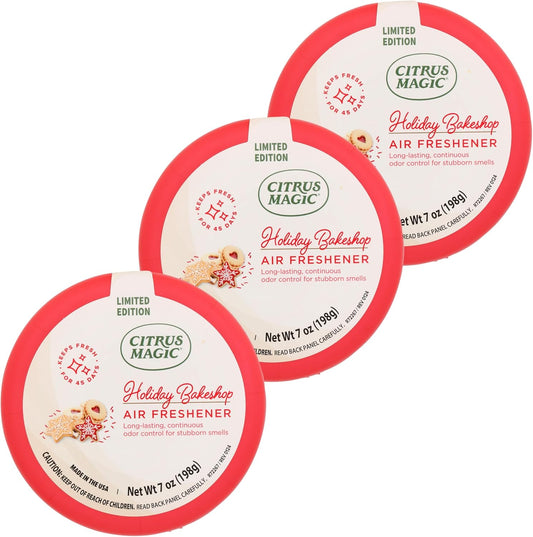 Citrus Magic Holiday Odor Absorbing Solid Air Freshener, Holiday Bakeshop, 7-Ounce, Pack of 3