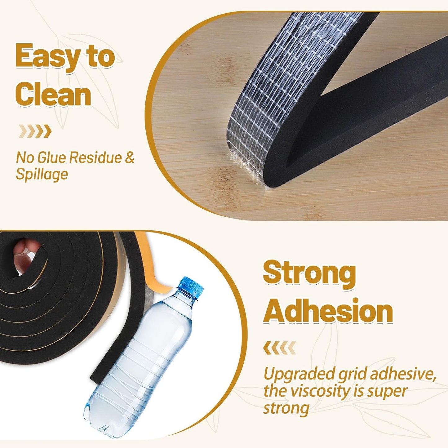 Weather Stripping Soundproof 1 in x 1/2 in, Weatherproof Foam Insulation Tapes, High Density Weatherstrip Seal Strips for Sliding Door Window, 2 Rolls Total 20Ft