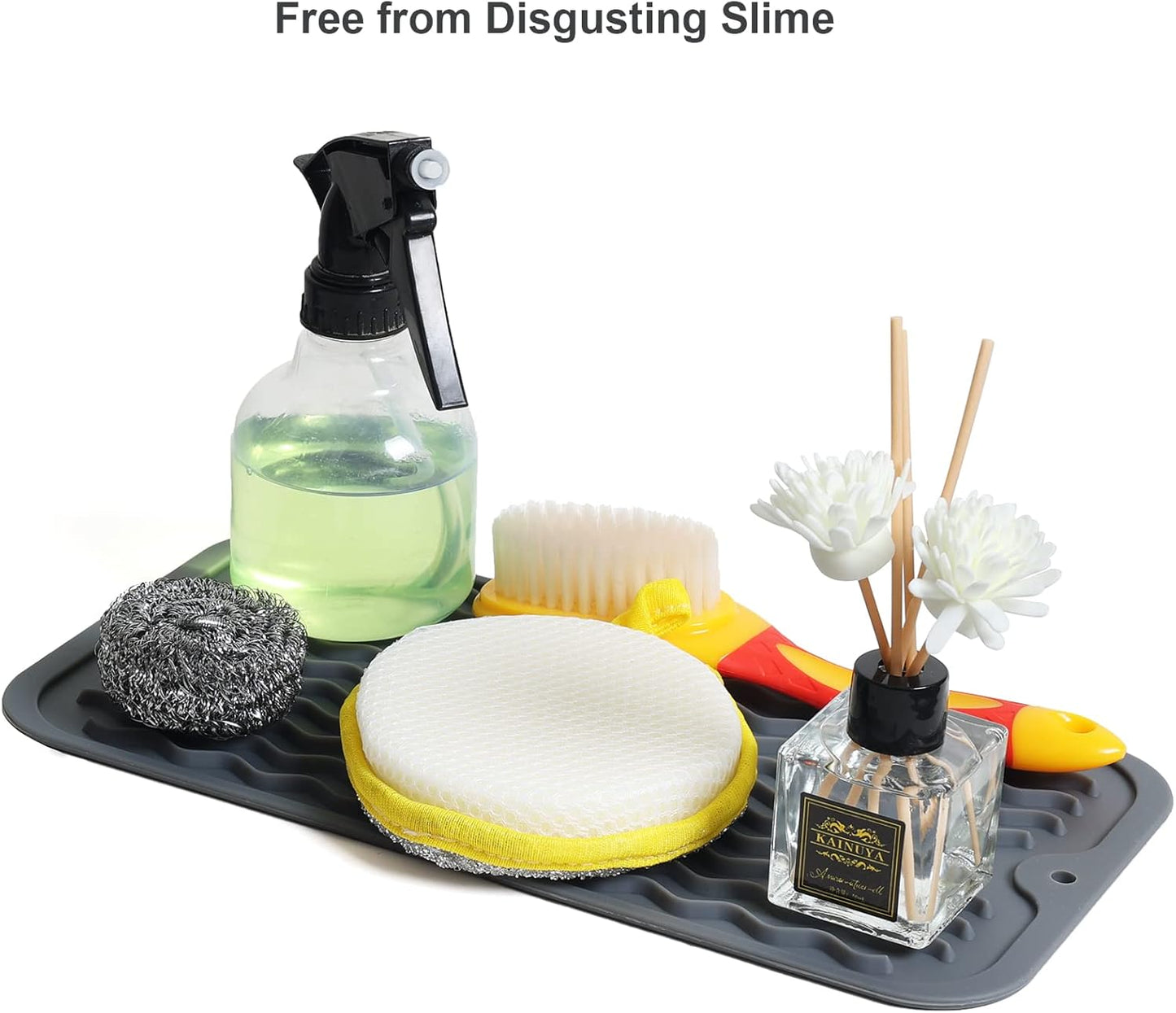 ZLR 2 Pcs Silicone Dish Drying Mats for Kitchen Counter, Eco-Friendly Fast Dry Dish Mat, Easy Clean Multi Usage Drying Matt, Heat Resistant Trivet, 6" x 12" Extra Small, Gray