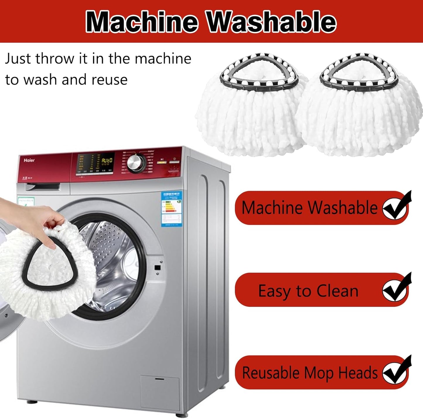 12 Pack Spin Mop Replacement Heads, 100% Microfiber Spin Mop Refill for Easy Wring Compatible with Triangle Spin Mop, 360 Degree Spinning Mop Replace Head for Floor Cleaning