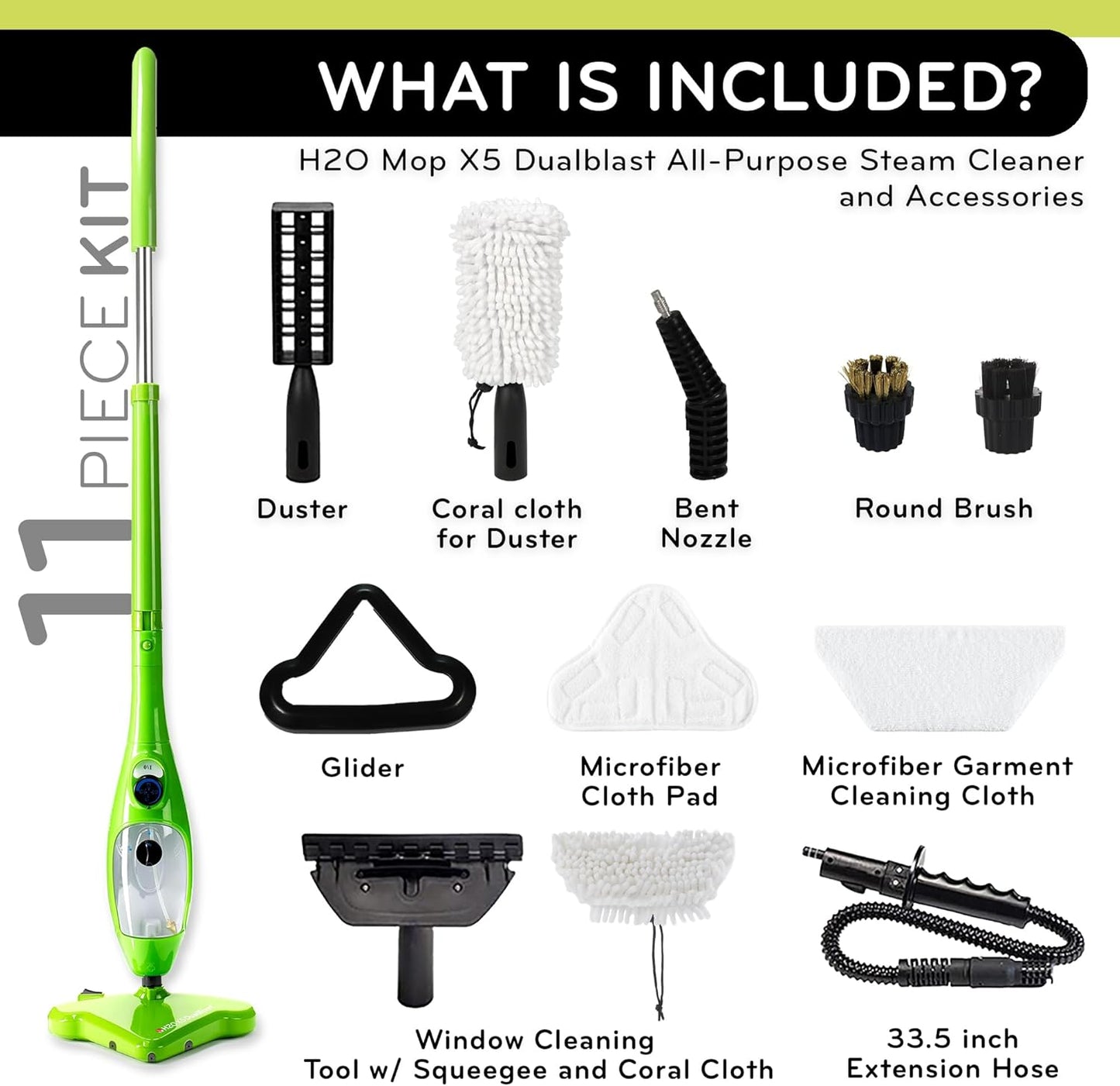 H2O X5 Steam Mop 5-in-1 DualBlast and Handheld Steamer Cleaner For Kitchen Tile Floors, Floor Steamer, Hardwood Floors, Grout Cleaner, Upholstery Cleaner and Carpets