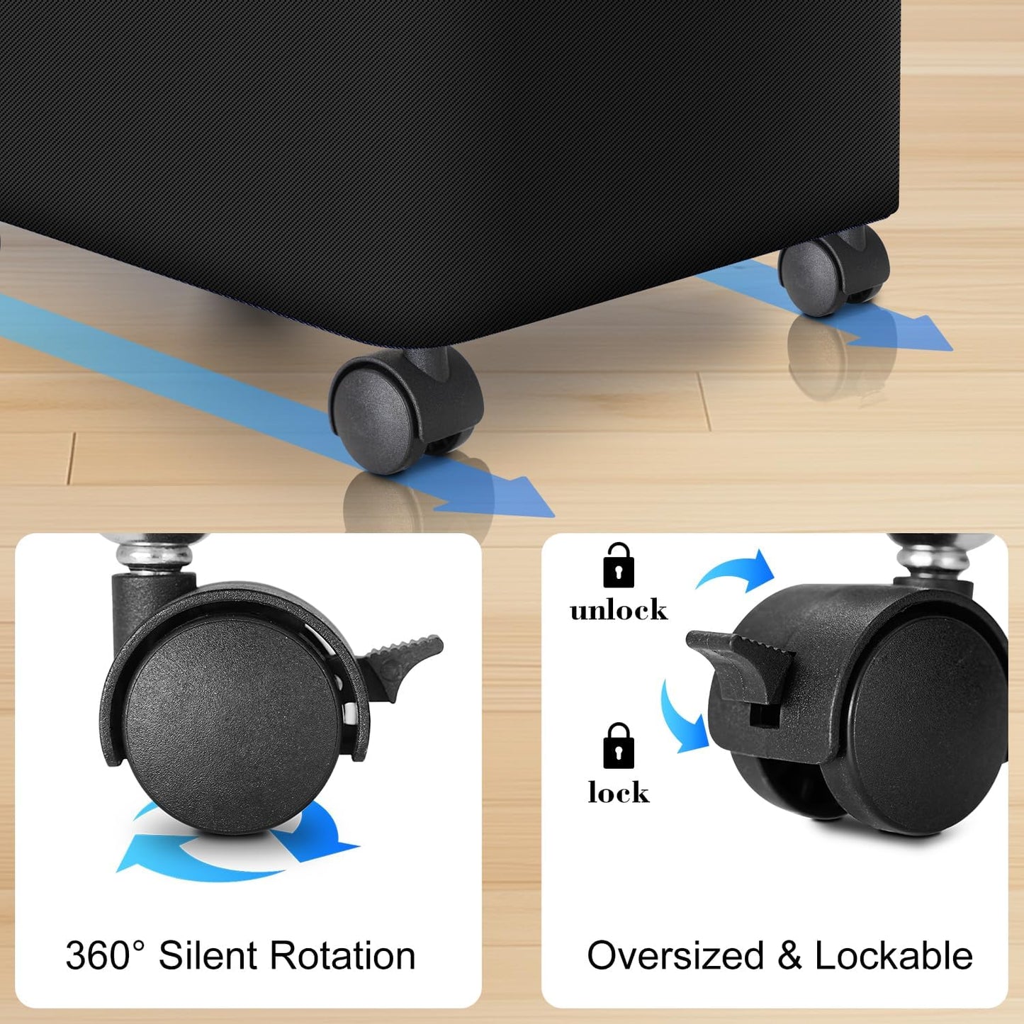 Laundry Hamper with Wheels,20 Gal (75L) Laundry Basket with lid Rolling Clothes Hamper Foldable Dirty Clothes Basket on wheels with Bamboo Frame and Bag for Bedroom, Dorm, Laundry Room-Black