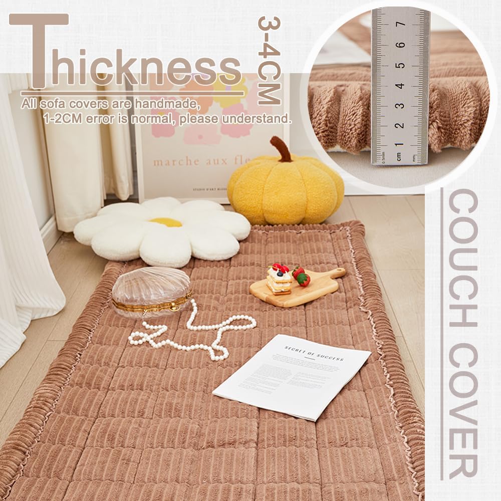 Couch Cover for Dogs Washable, Fuzzy Pet Couch Covers for 3 Cushion Sofa Pet Friendly, Non Slip Sofa Cover (Dark Brown, 27.6" x 70.9"/70 x 180cm)