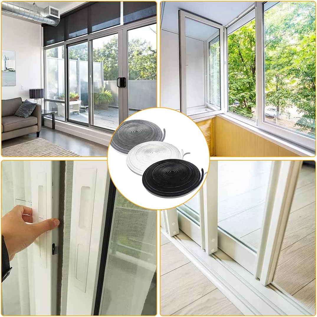 39.4FT Brush Weather Stripping, Neat Pile Self Adhesive Seal Strip for Windows and Door, Weatherstrip for Soundproofing, Windproof, Dustproof, Stronger Stickiness, 0.35'' Wide x 0.2'' Thick, White