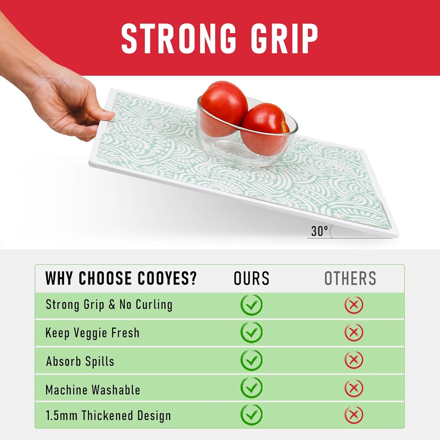 Cooyes 6 Pack Refrigerator Shelf Liners for French Door Fridge, 17.7" × 36" Extra Large, Non-Slip Fridge Mats Machine Washable, Refrigerator Drawer Liner for Glass Shelves Kitchen Cabinet