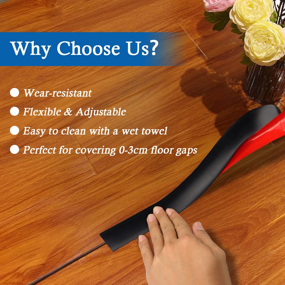 Floor Transition Strip Self Adhesive Floor Cover Strips Laminate 3" Wide Vinyl Flat Divider Transitions (7.5cm, 10Ft, Black)