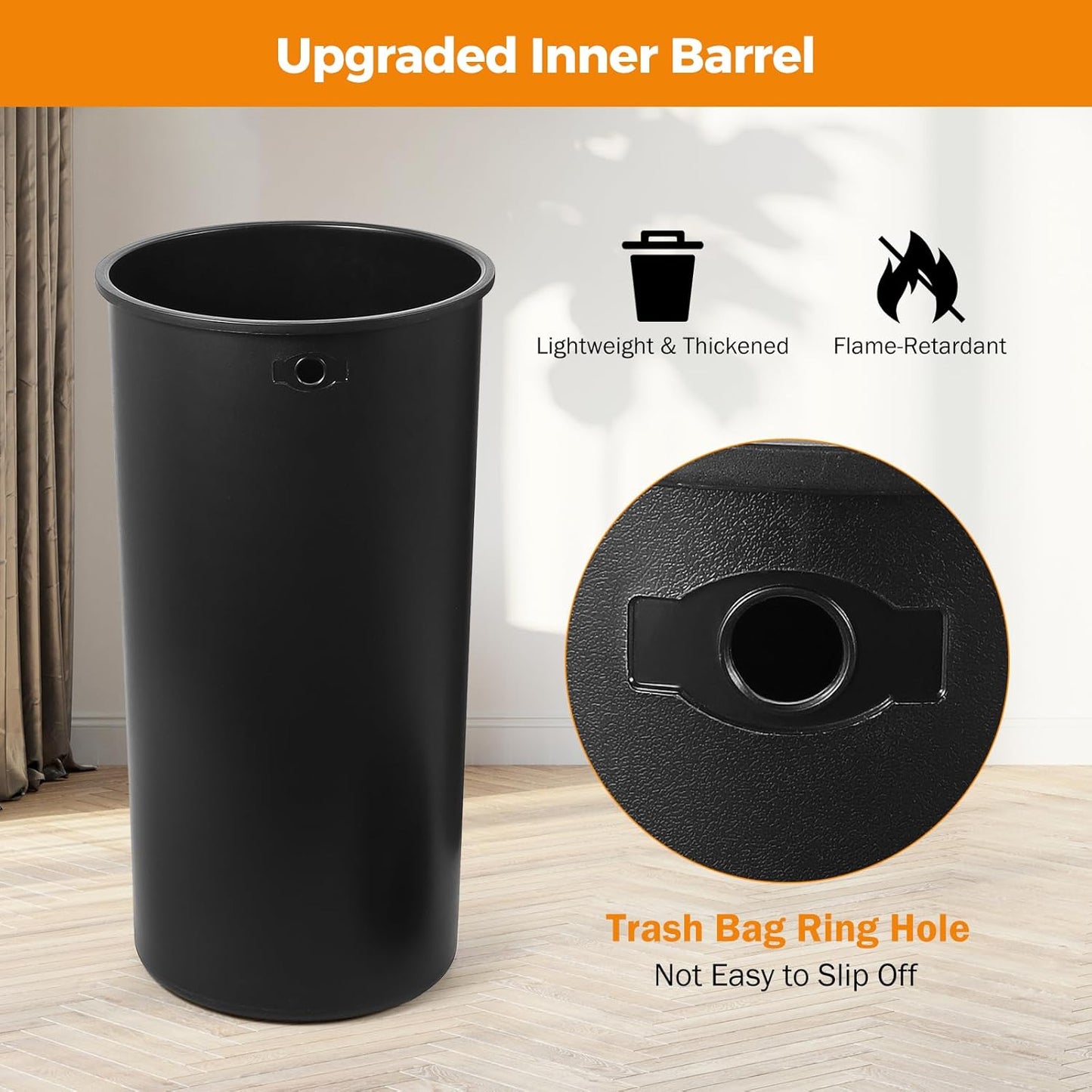 BEAMNOVA 16.5 Gallon Trash Can Open Top Outdoor Indoor Commercial Stainless Steel Industrial Waste Basket Container, Gray Large Garbage Enclosure with Lid